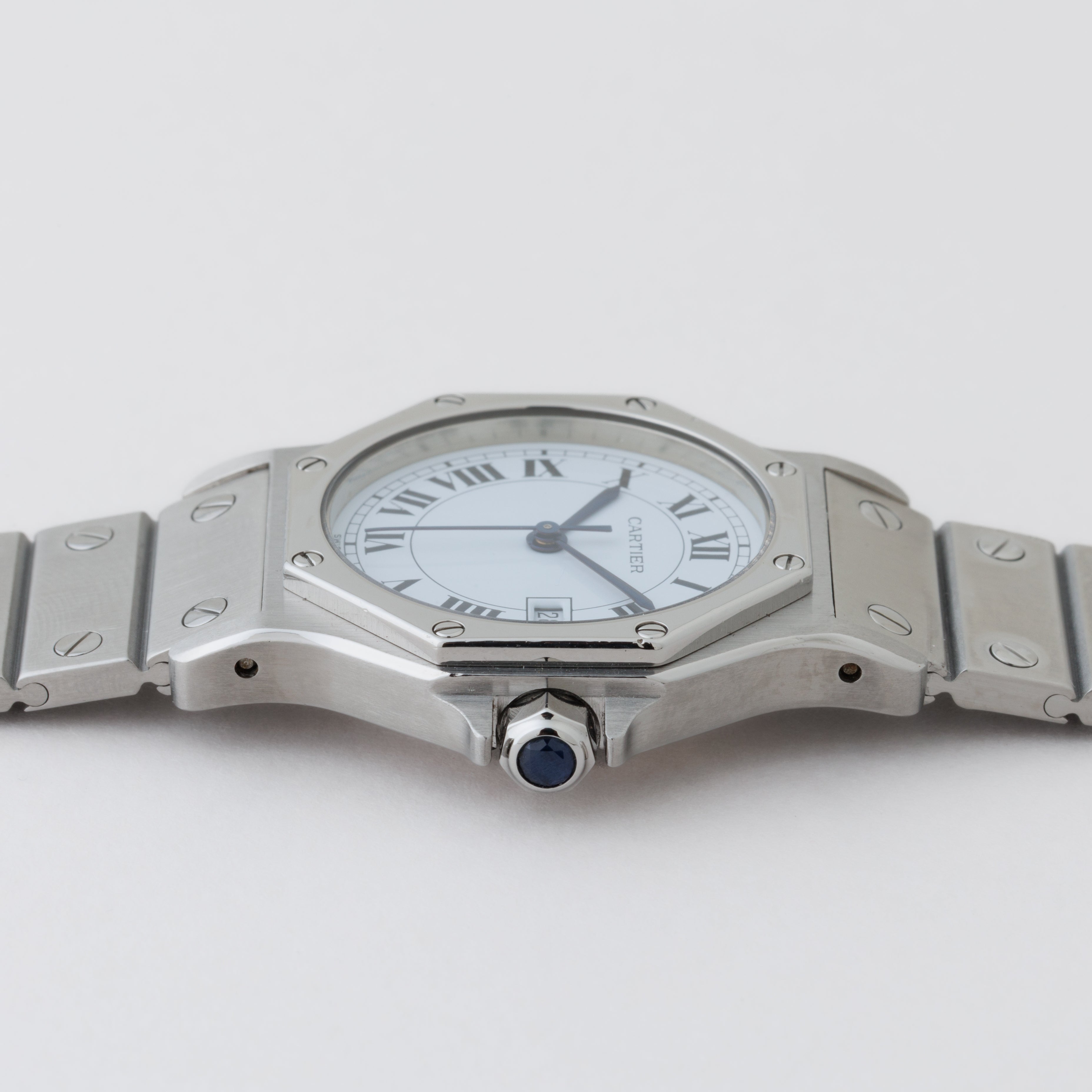 カルティエ サントス オクタゴン 1980年代製 Ref.2965 LMサイズ SS ホワイトローマンダイヤル 箱付き