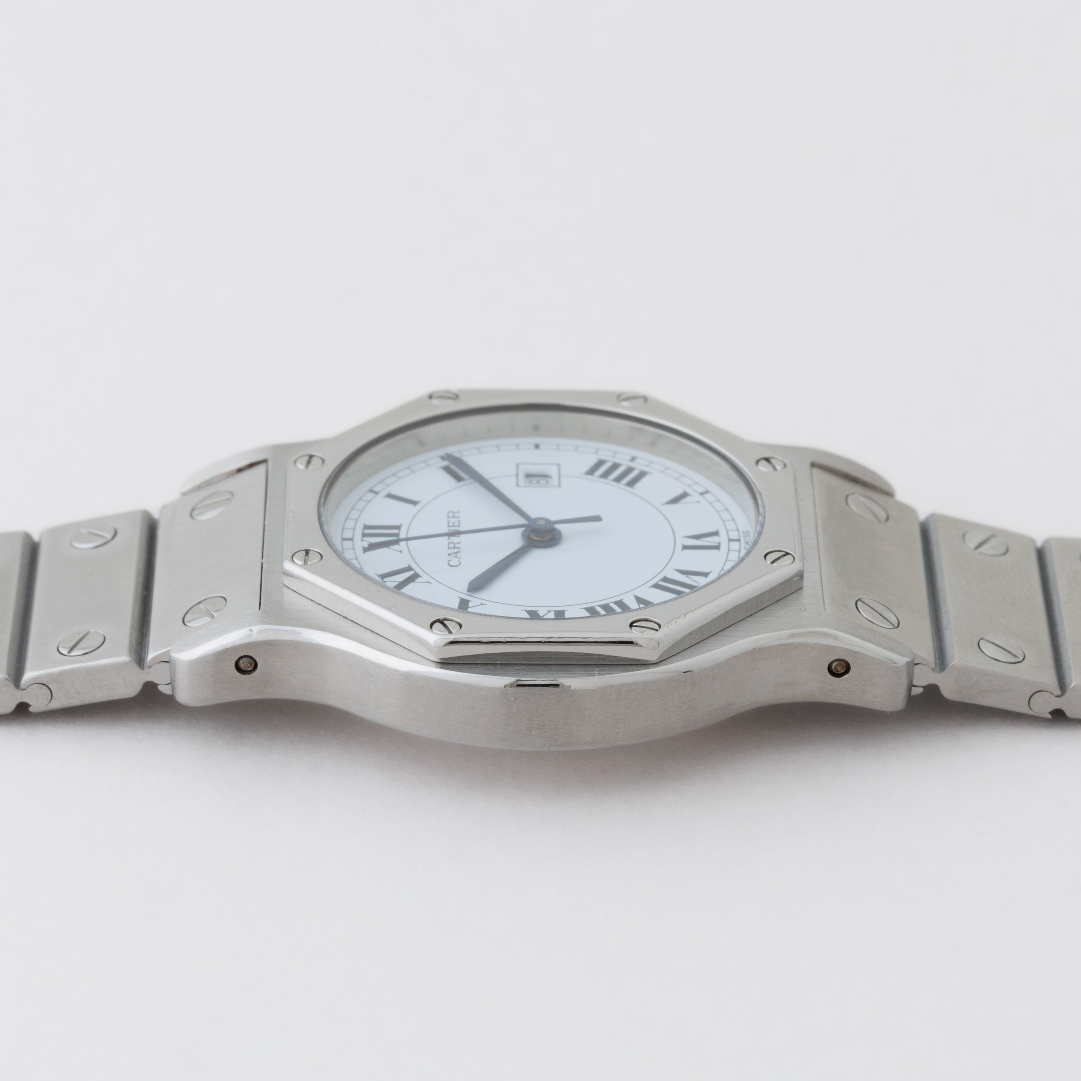 カルティエ サントス オクタゴン 1980年代製 Ref.2965 LMサイズ SS ホワイトローマンダイヤル 箱付き