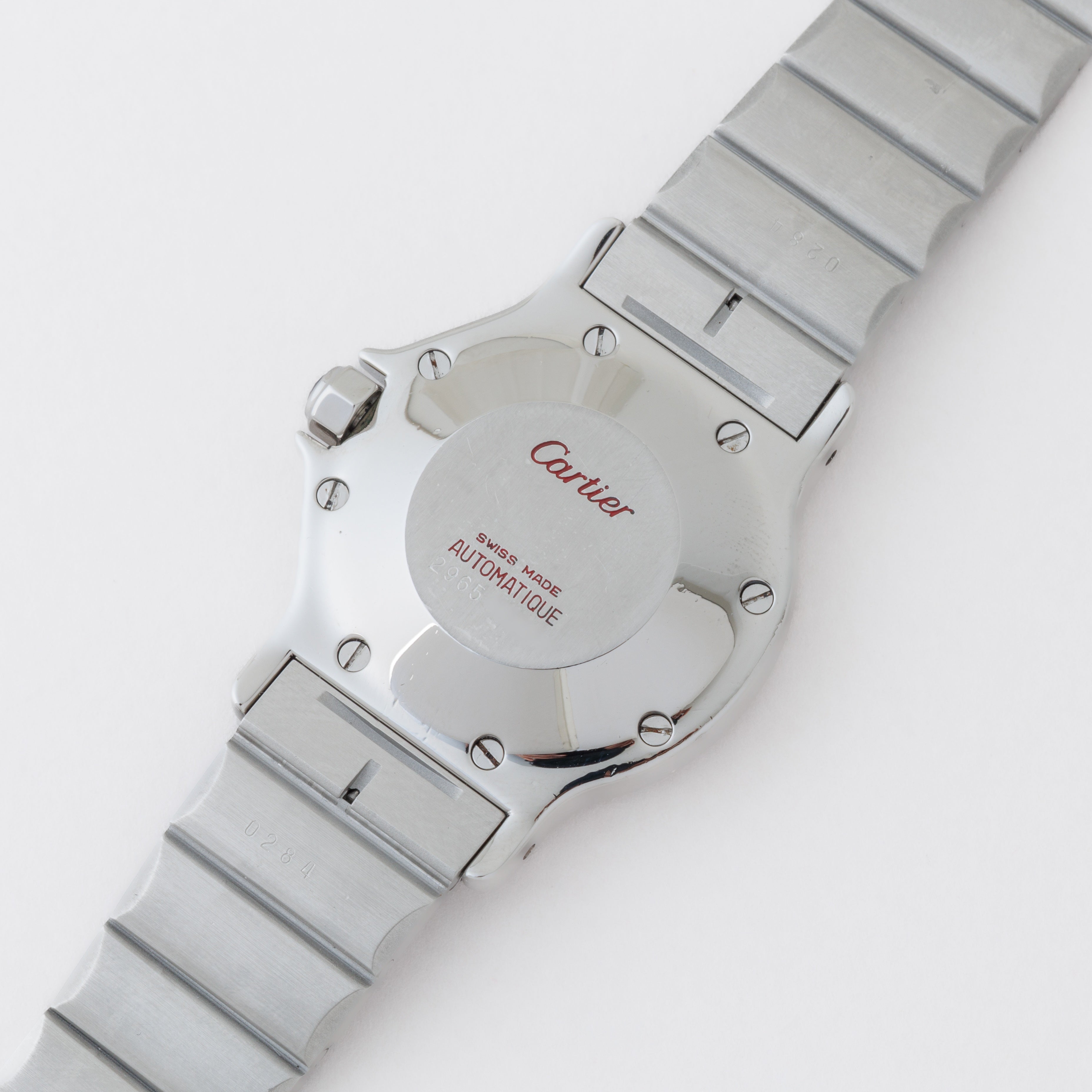 カルティエ サントス オクタゴン 1980年代製 Ref.2965 LMサイズ SS ホワイトローマンダイヤル 箱付き