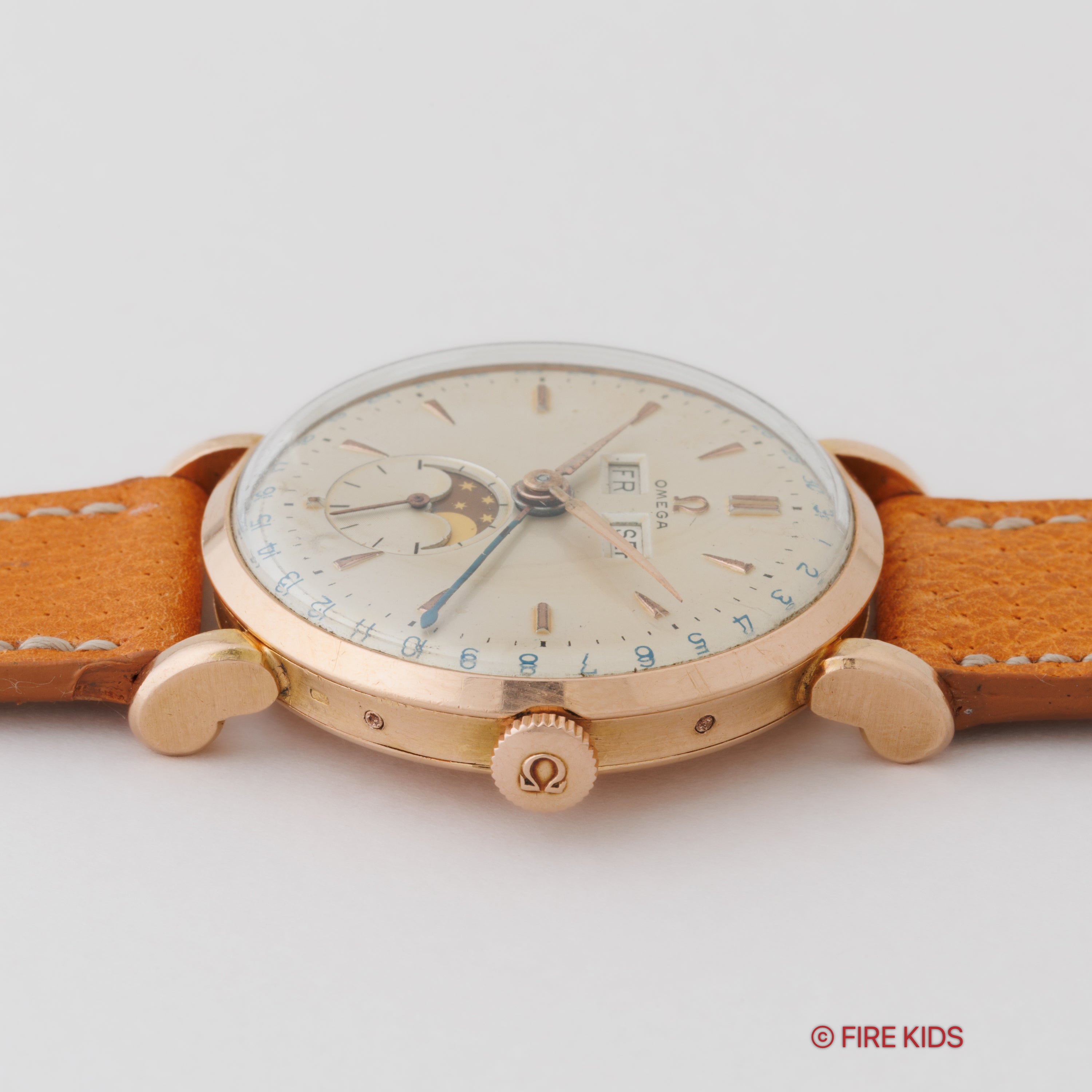 オメガ 18金無垢ピンクゴールド コスミックトリプルカレンダー ムーンフェイズ 1948年製 創立100周年モデル Cal.381