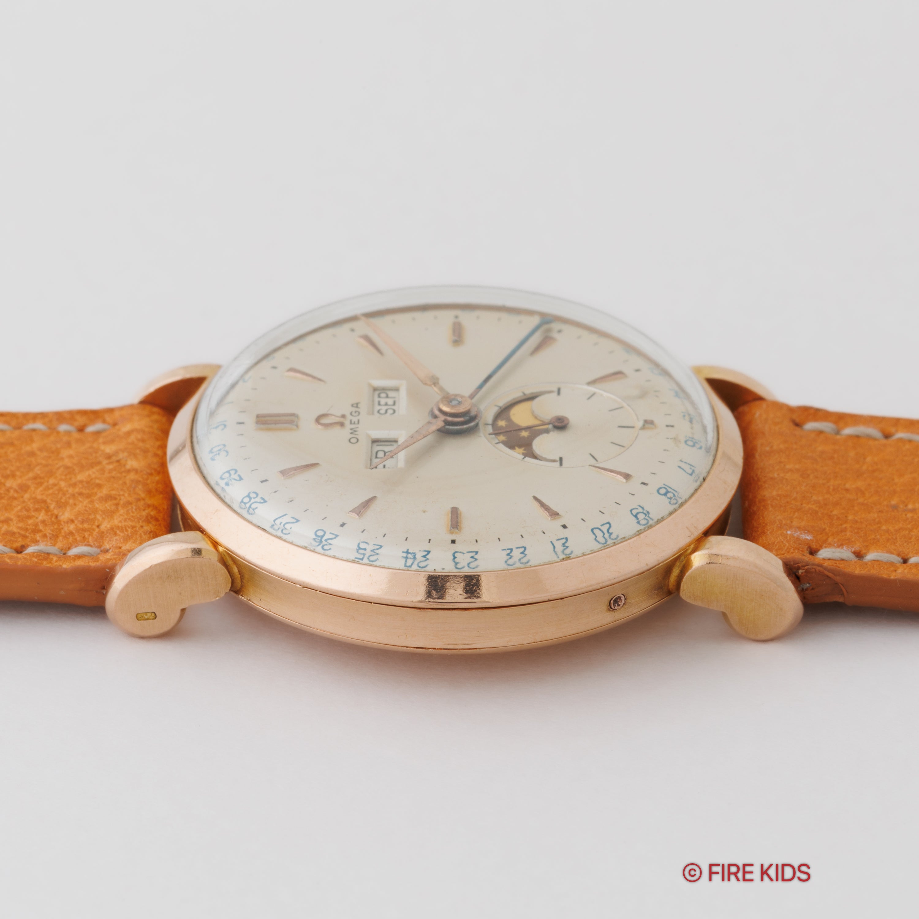 オメガ 18金無垢ピンクゴールド コスミックトリプルカレンダー ムーンフェイズ 1948年製 創立100周年モデル Cal.381