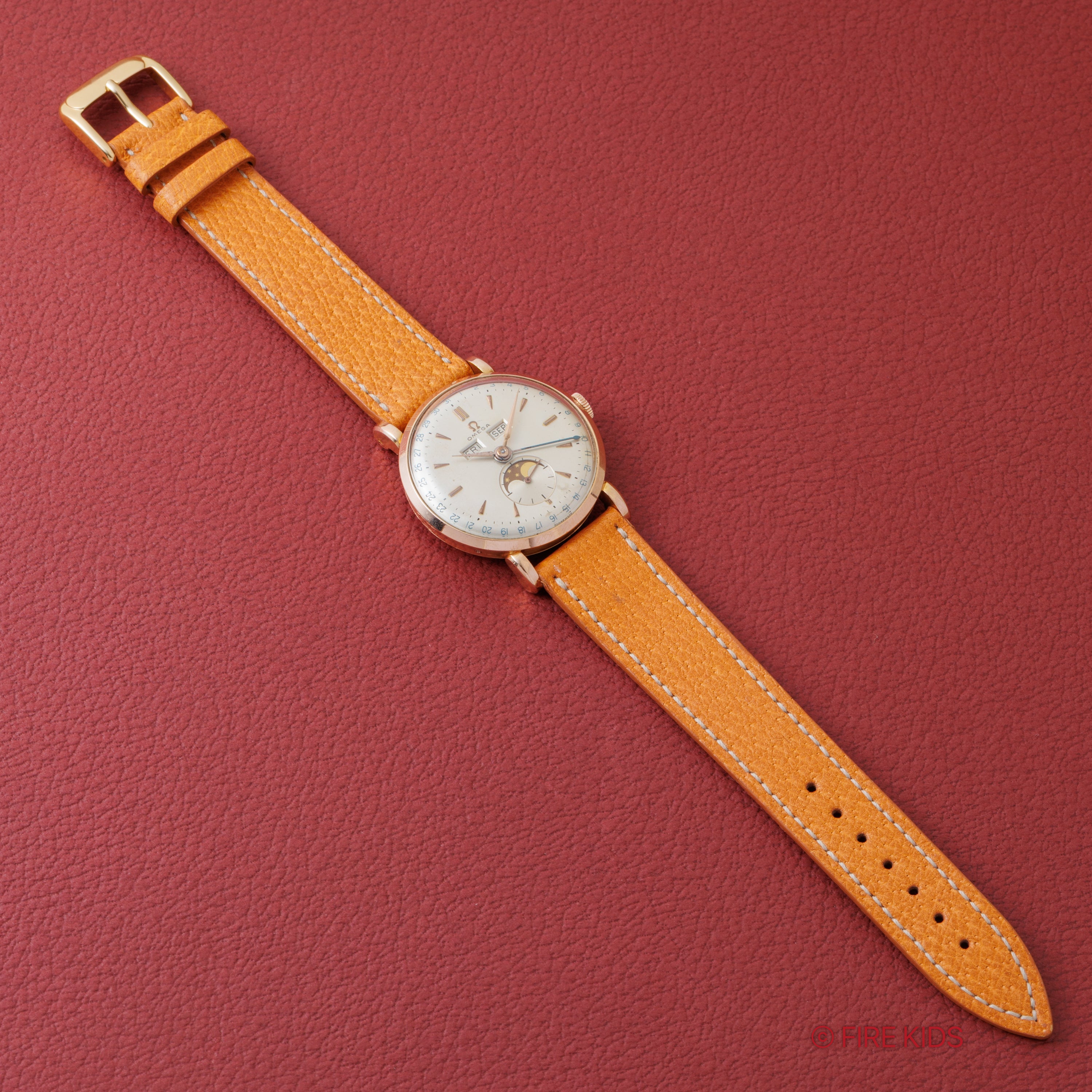 オメガ 18金無垢ピンクゴールド コスミックトリプルカレンダー ムーンフェイズ 1948年製 創立100周年モデル Cal.381