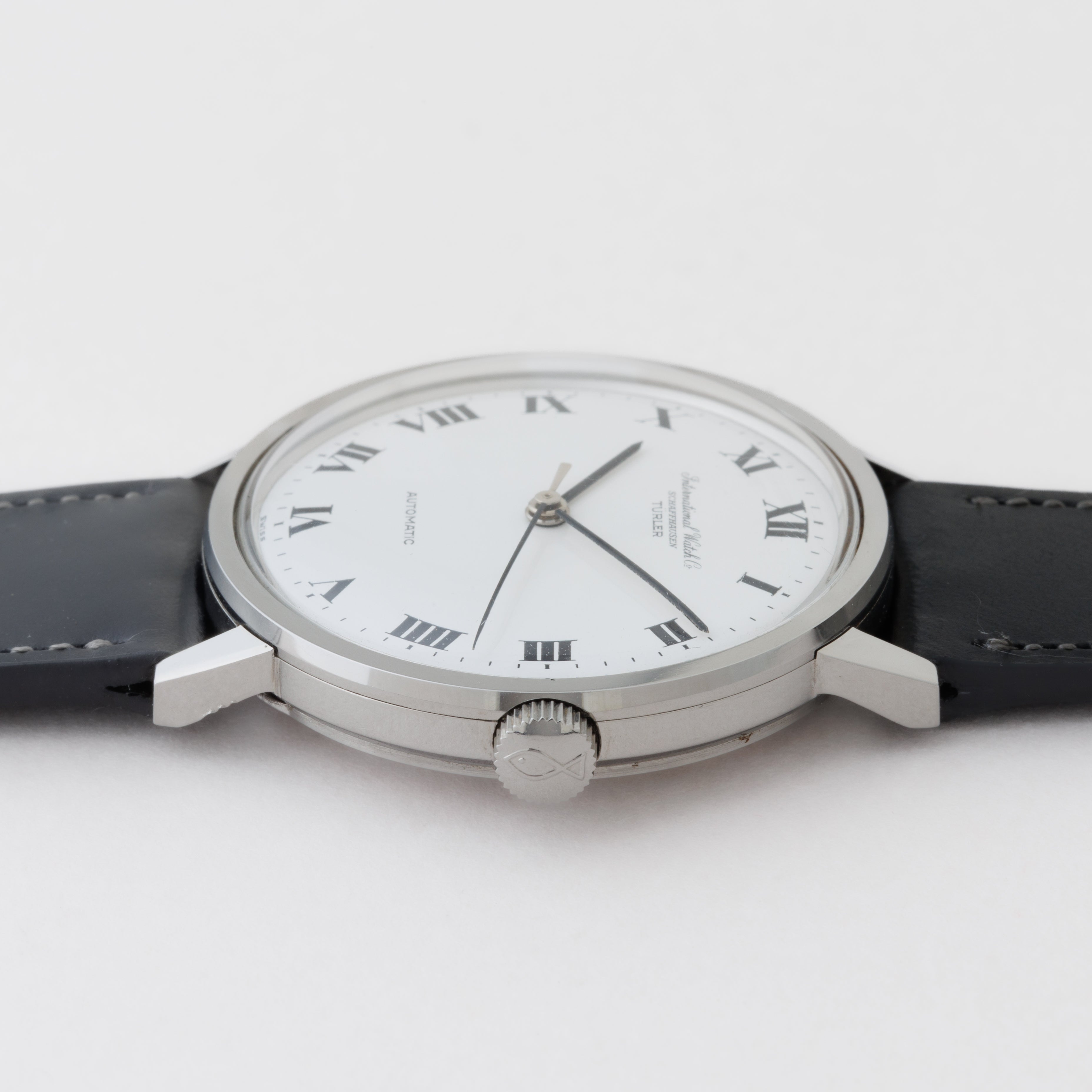 IWC ラウンドモデル オートマチック チューラーダブルネーム ホワイトローマンダイヤル 1969年製 お魚リューズ