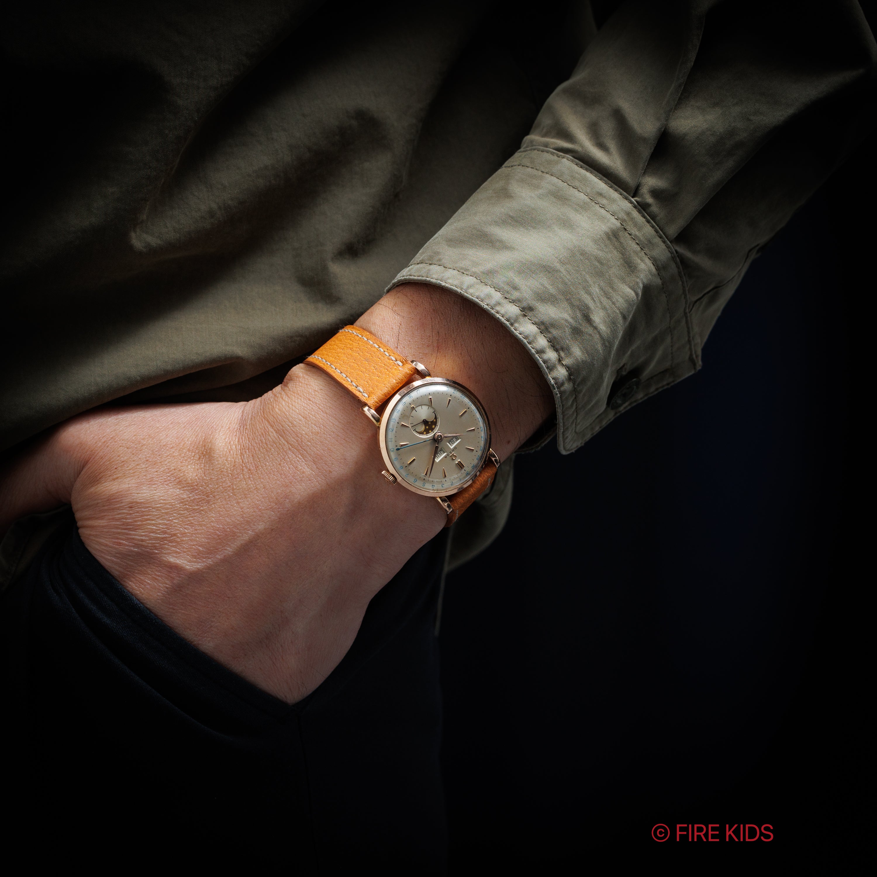 オメガ 18金無垢ピンクゴールド コスミックトリプルカレンダー ムーンフェイズ 1948年製 創立100周年モデル Cal.381