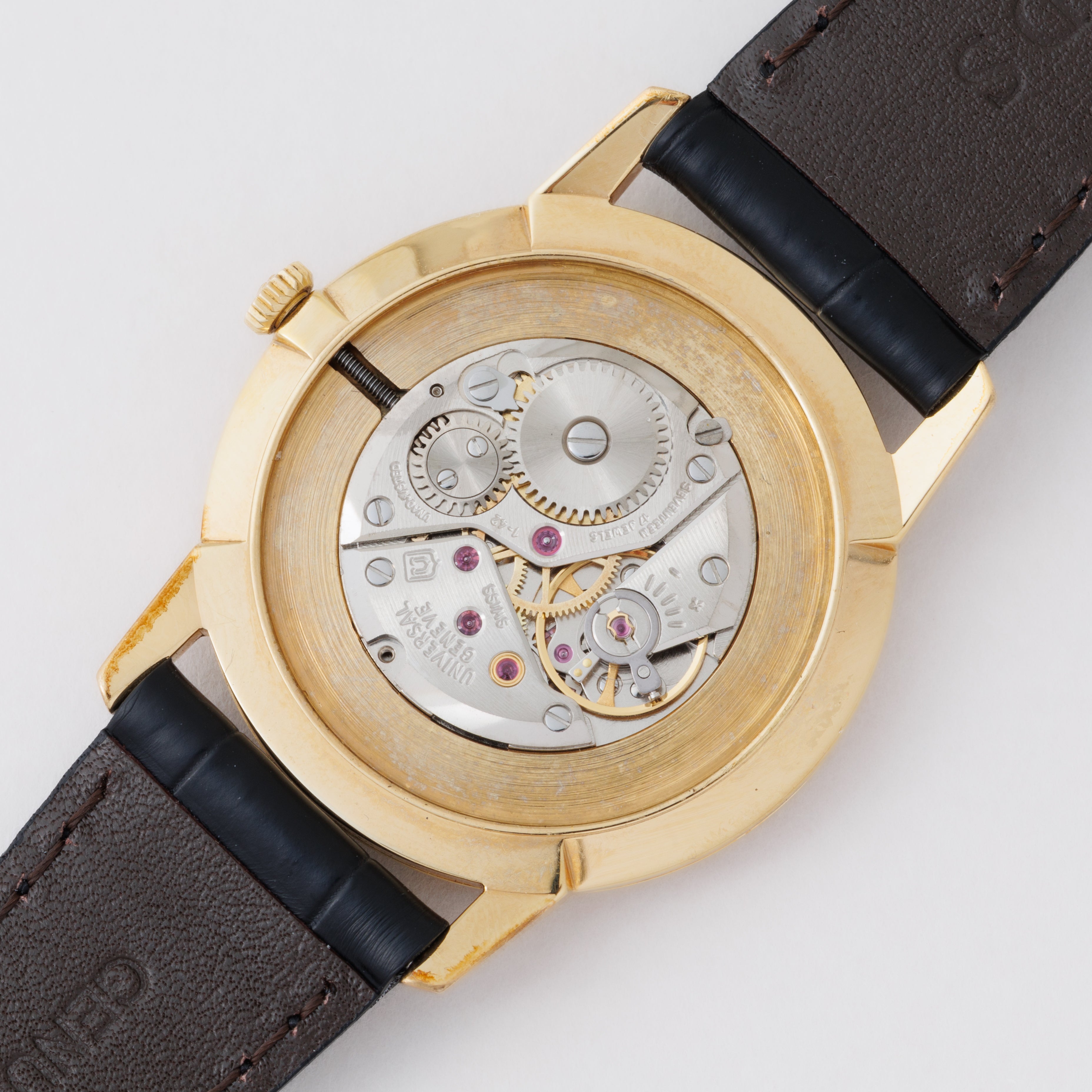 ユニバーサルジュネーブ ラウンド ブラウンダイヤル 1970年代 手巻き タグ付き 純正尾錠付き