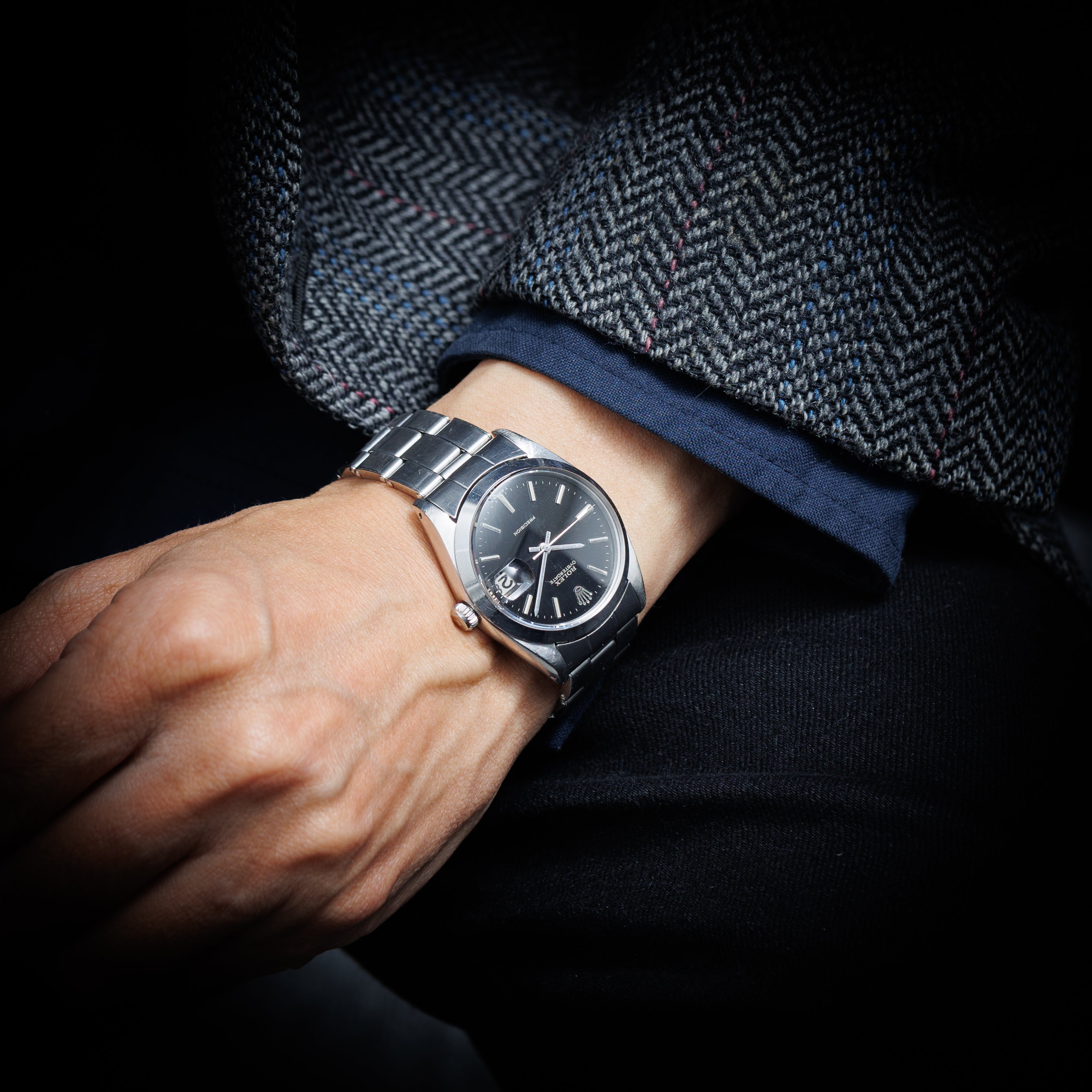 ロレックス オイスターデイト 1967年製 Ref.6694 ブラックギルトダイヤル