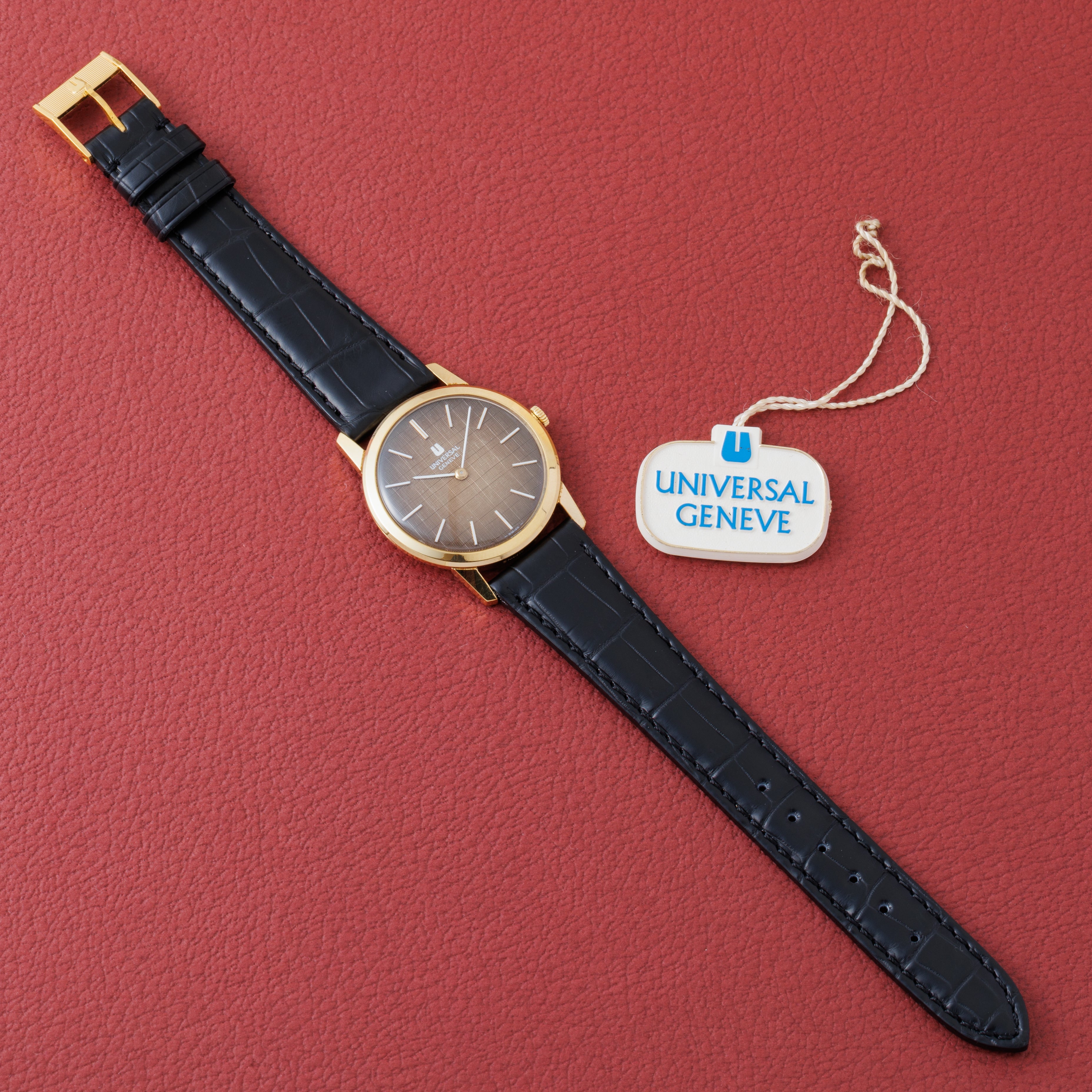 ユニバーサルジュネーブ ラウンド ブラウンダイヤル 1970年代 手巻き タグ付き 純正尾錠付き