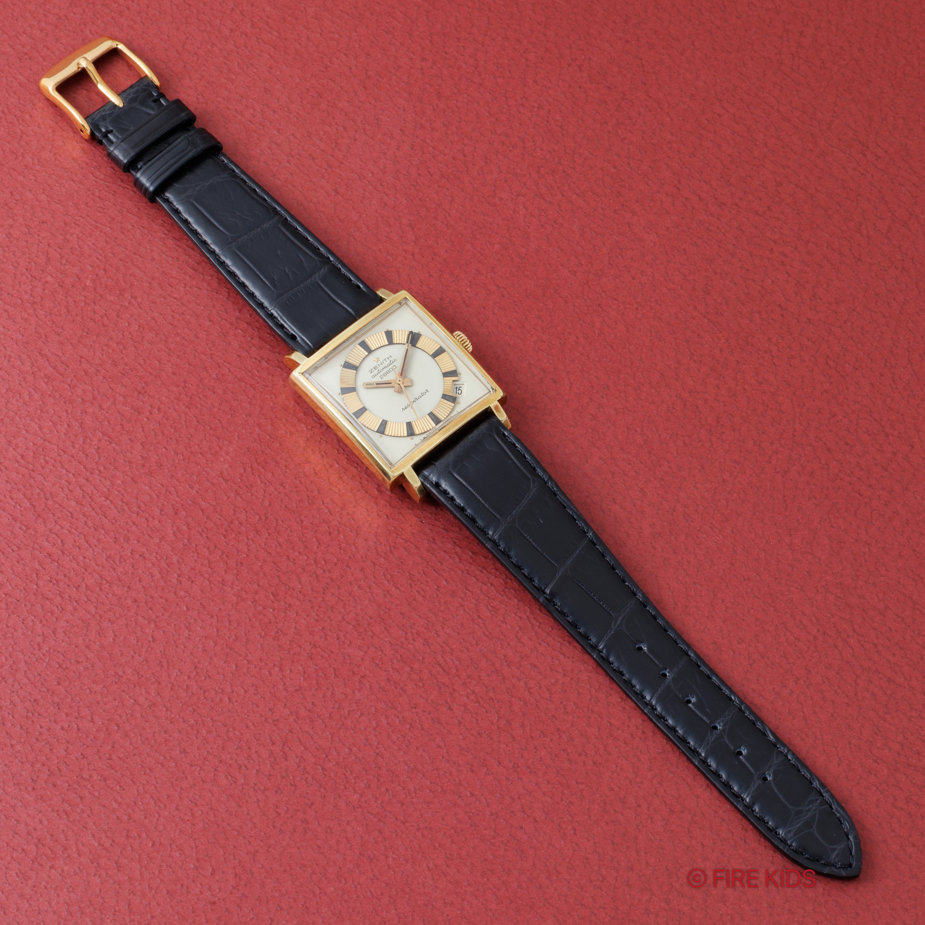 ゼニス スクエアケース レスピレーター 1970年代製ハイビート自動巻き トップゴールド