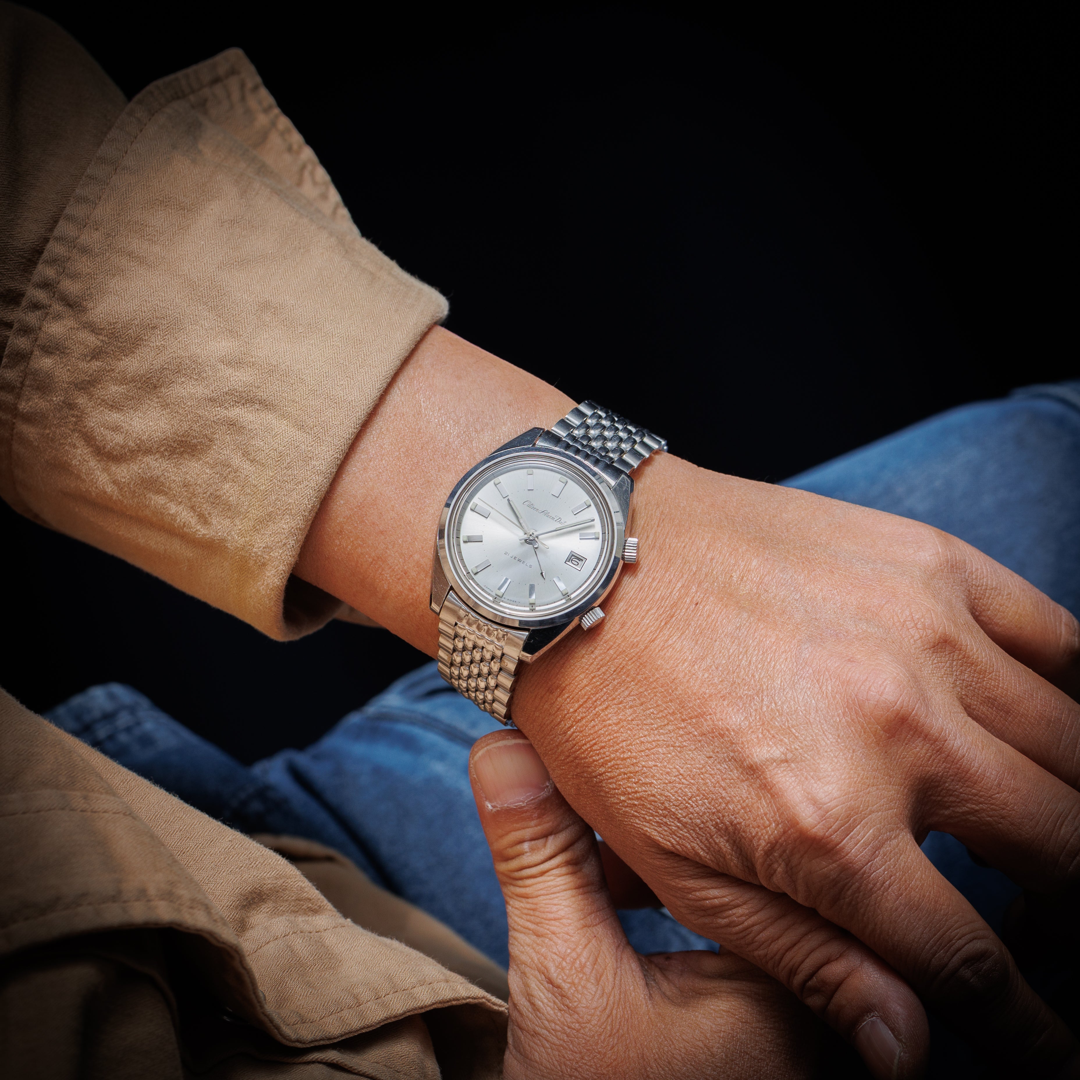 シチズン アラームデイト シルバーダイヤル 1969年製 純正ブレス付き