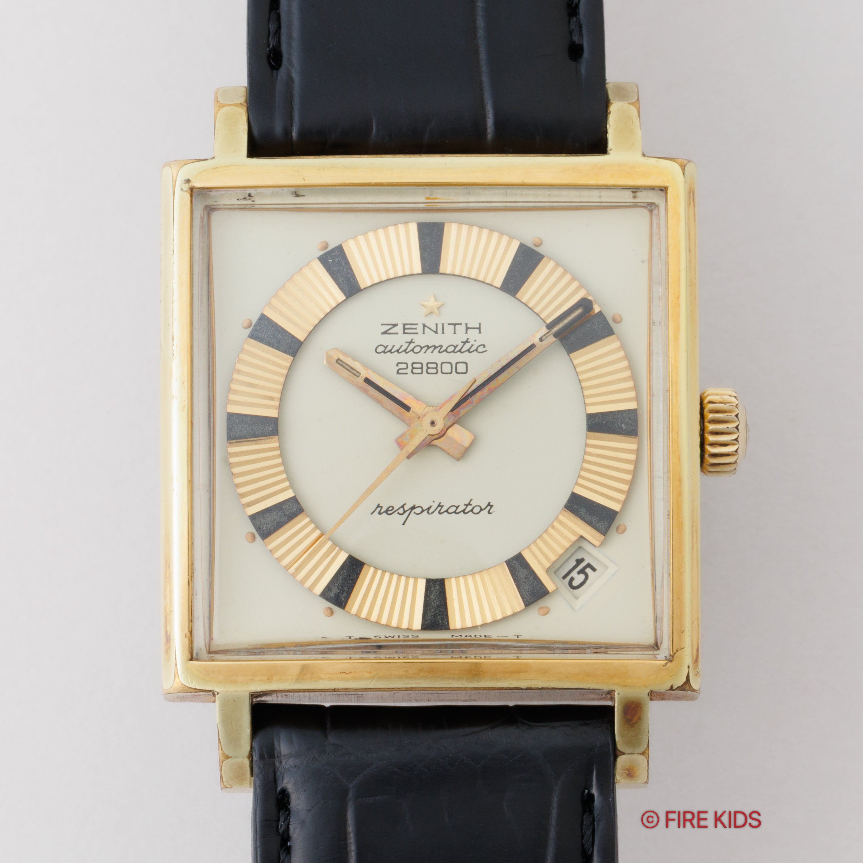 ゼニス スクエアケース レスピレーター 1970年代製ハイビート自動巻き トップゴールド