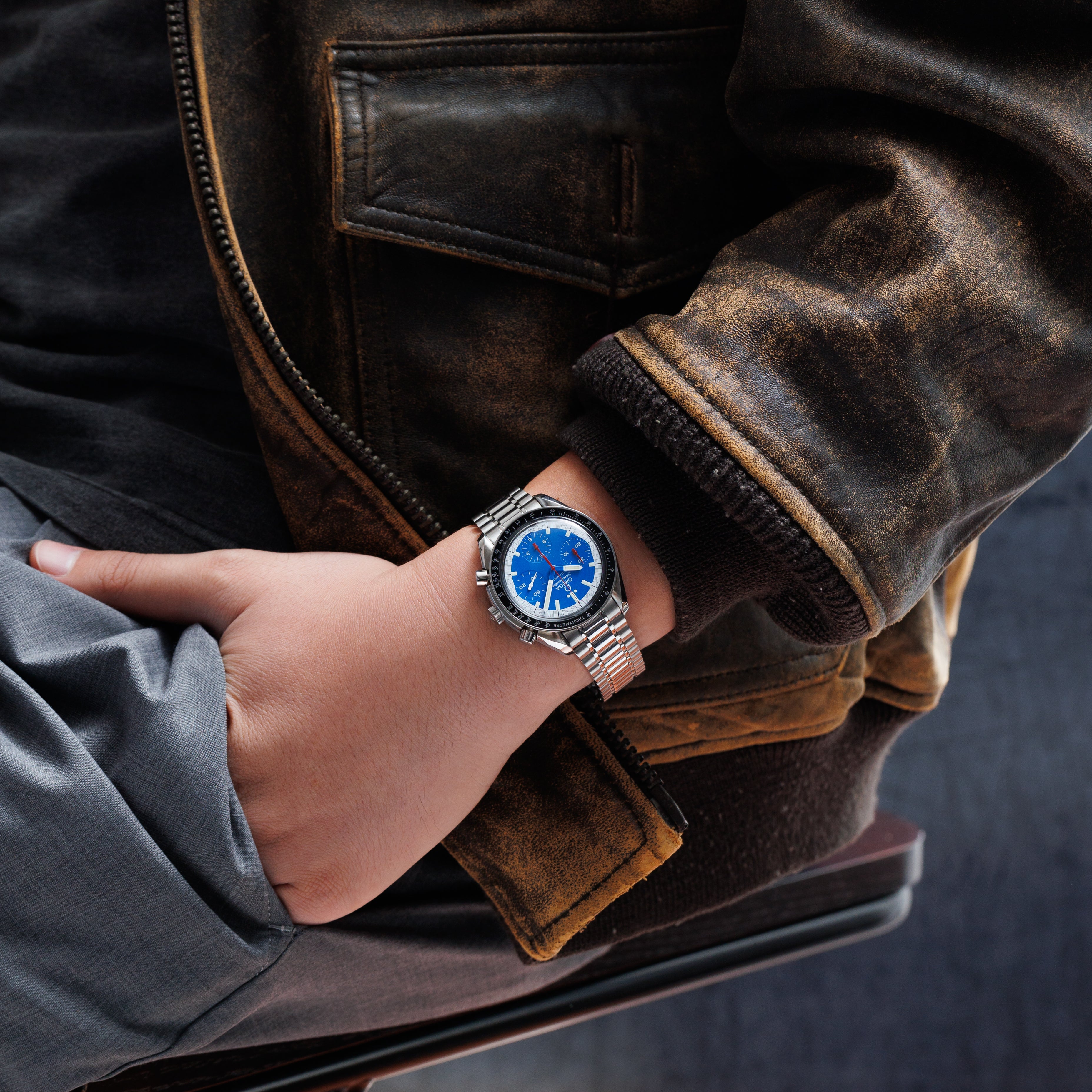 オメガ スピードマスター レーシング 1998年製 Ref.3510.81 ブルーダイヤル 箱、ギャラ付き