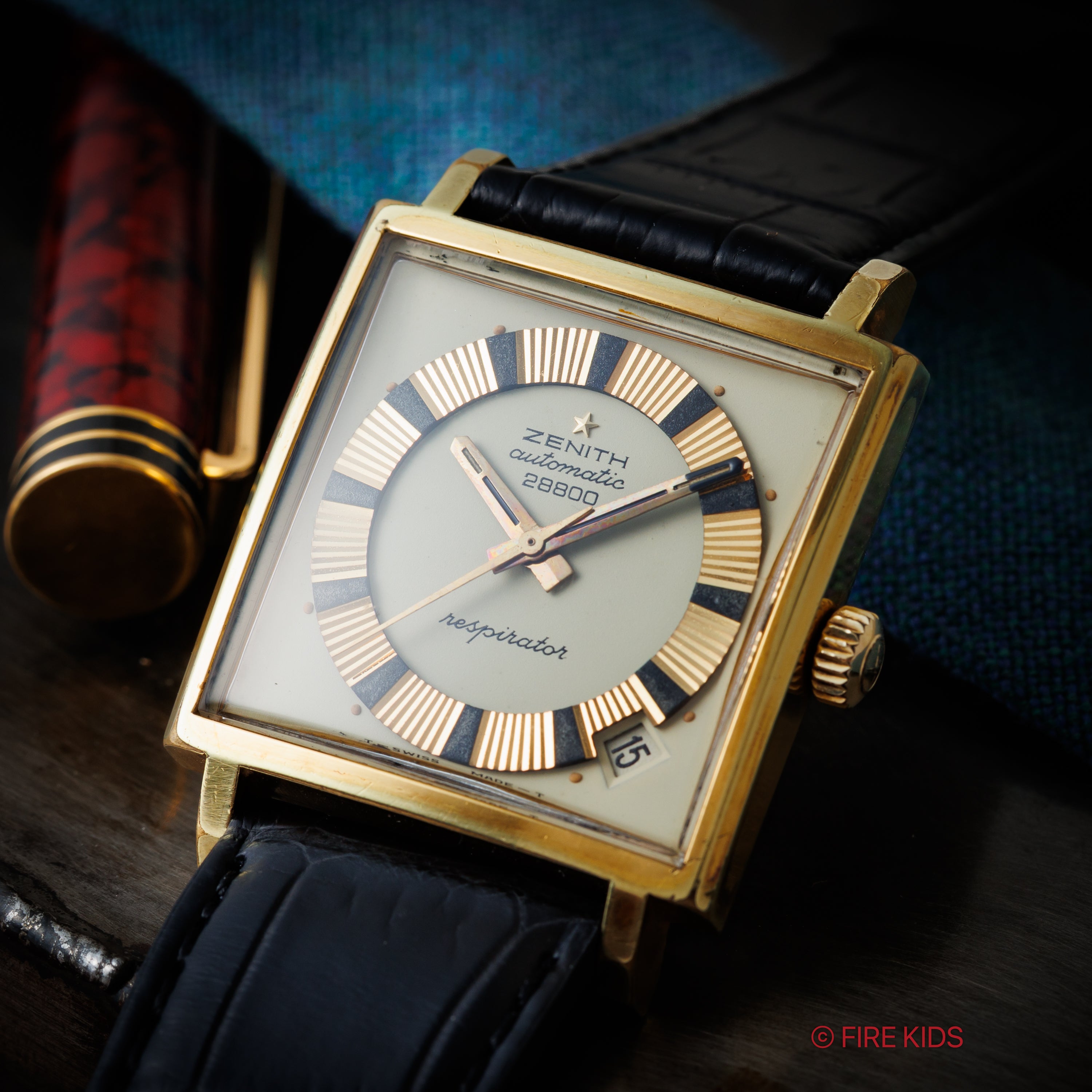 ゼニス スクエアケース レスピレーター 1970年代製ハイビート自動巻き トップゴールド