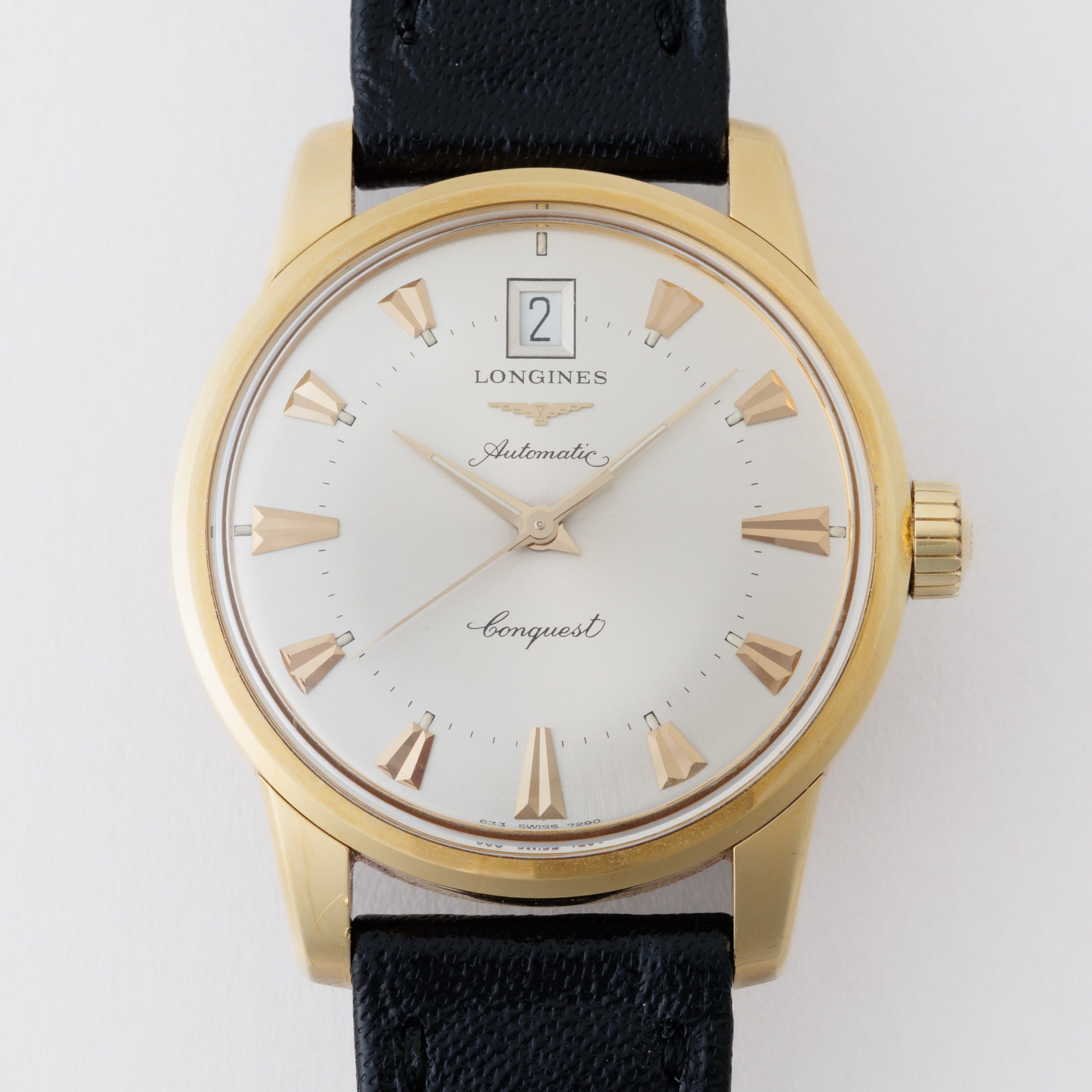 ロンジン コンクエスト復刻 18KYGモデル 1990年代製 1991年保証書 箱、純正18金無垢尾錠付き