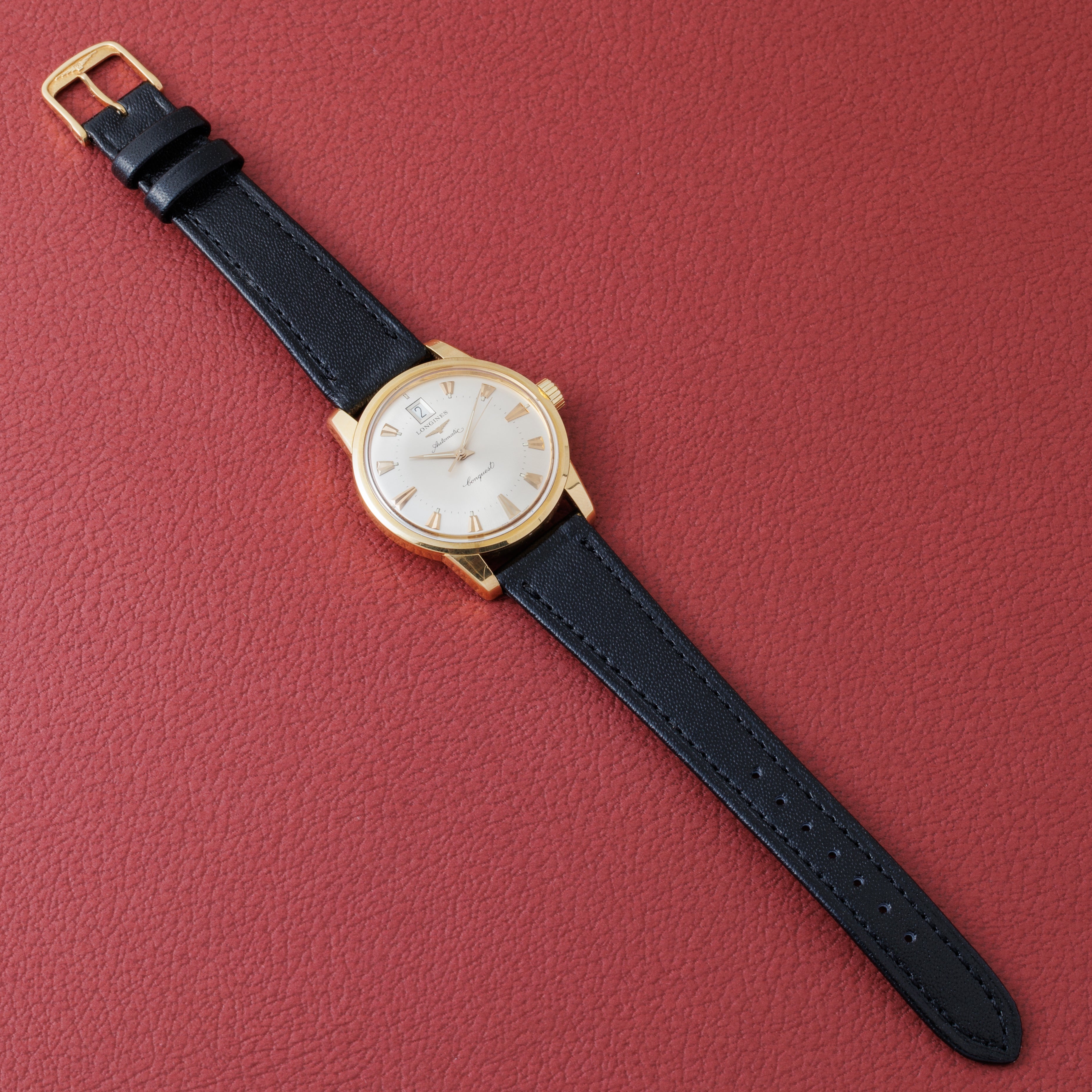 ロンジン コンクエスト復刻 18KYGモデル 1990年代製 1991年保証書 箱、純正18金無垢尾錠付き