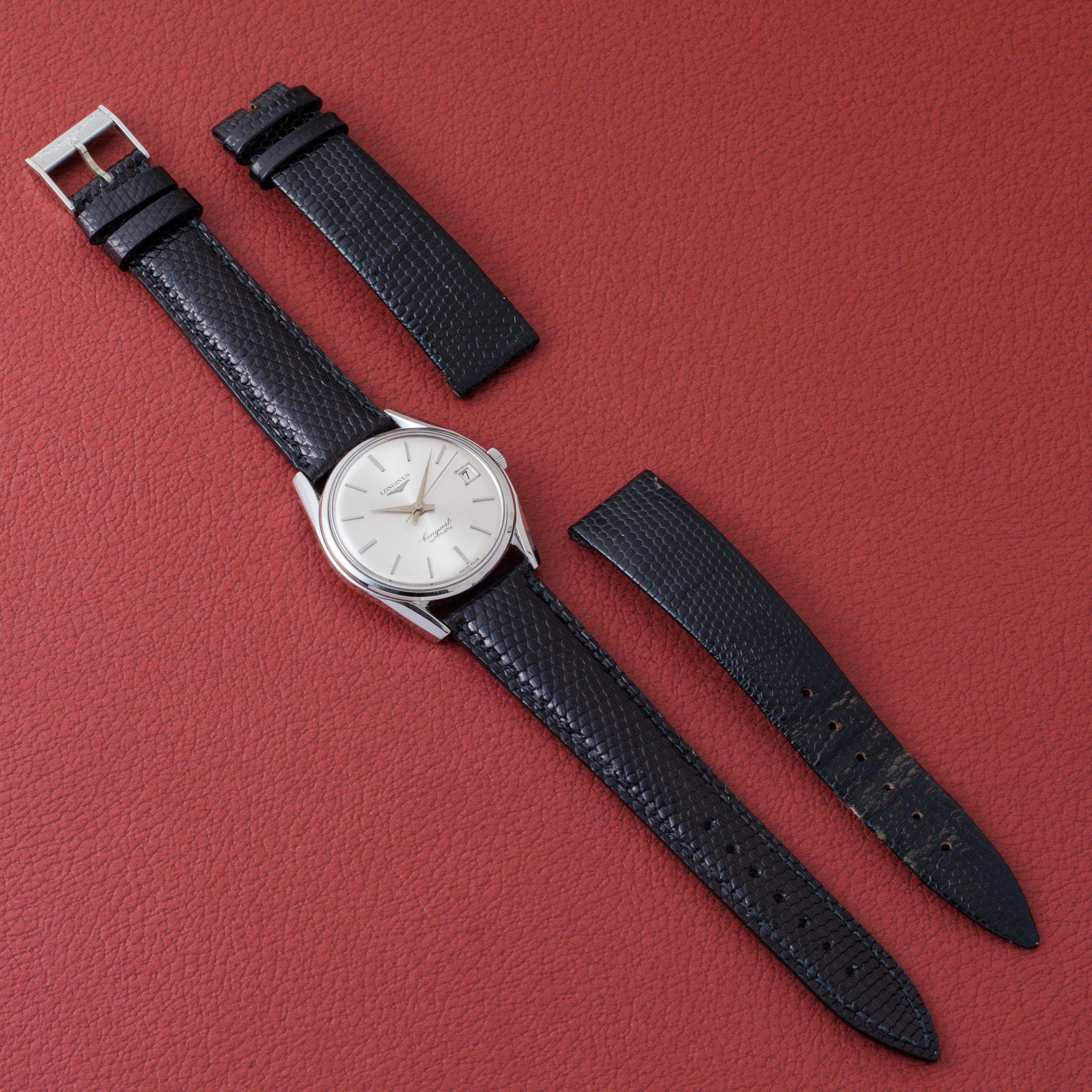 ロンジン コンクエスト1967年製 Ref.7171-5 ステンレスモデル 純正革ベルト、純正尾錠付き