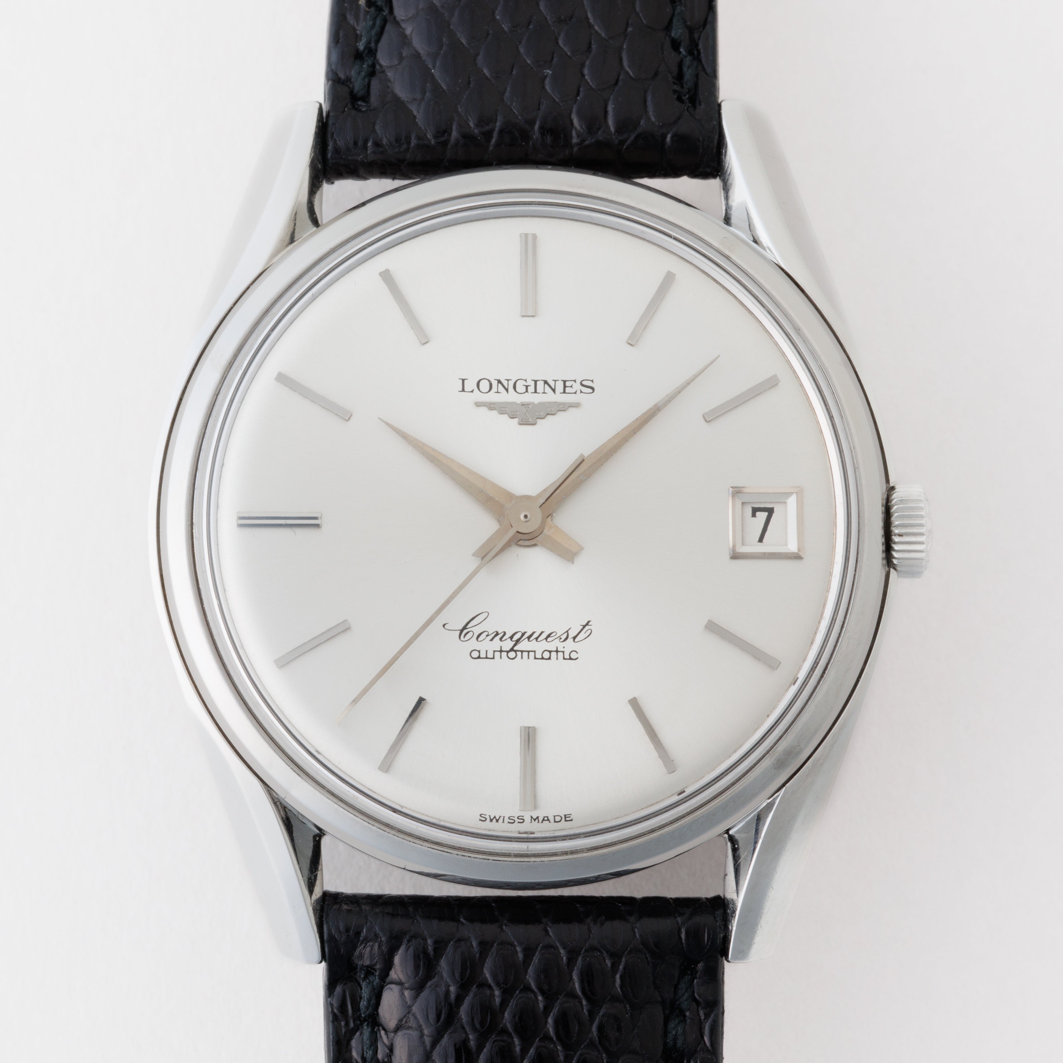 ロンジン コンクエスト1967年製 Ref.7171-5 ステンレスモデル 純正革ベルト、純正尾錠付き