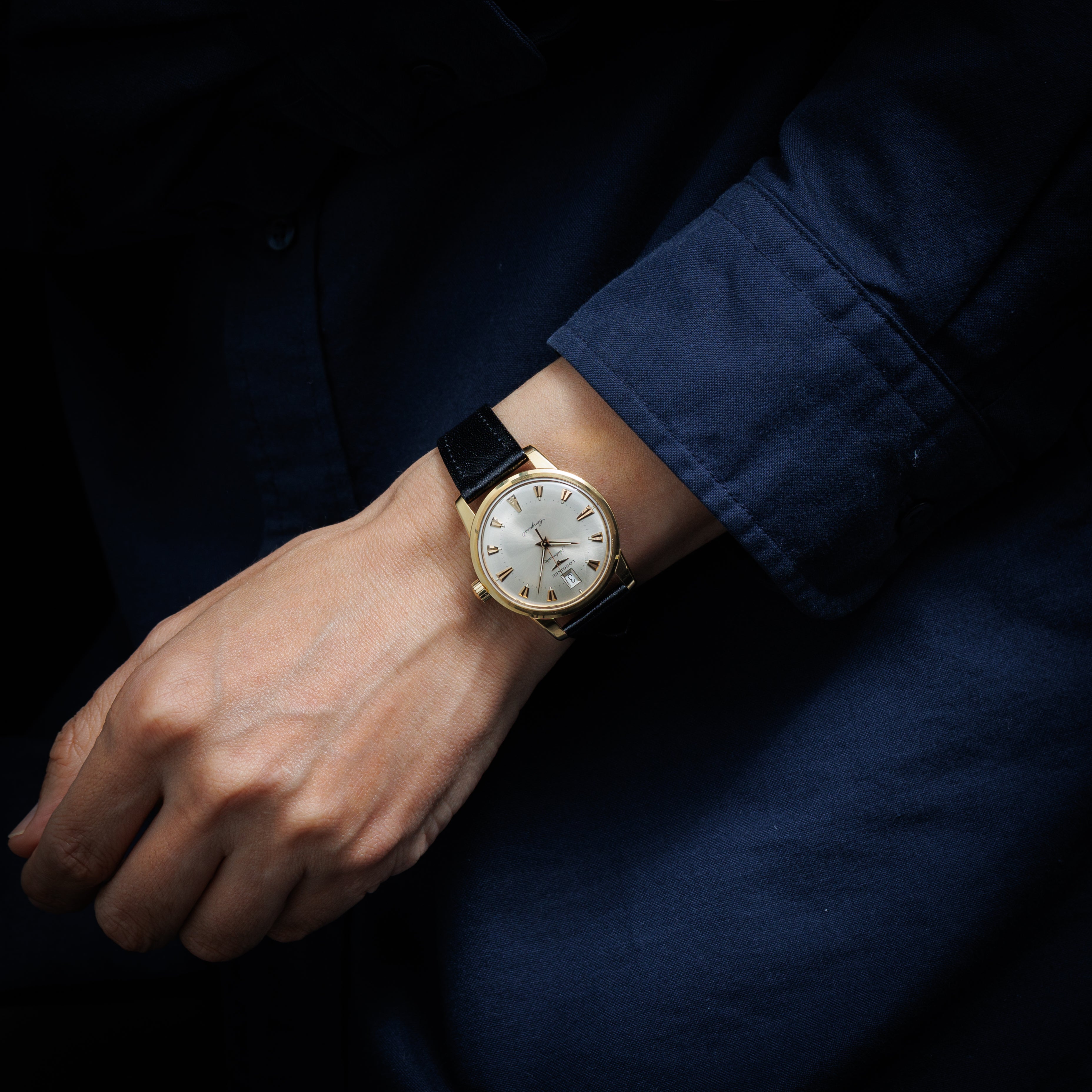 ロンジン コンクエスト復刻 18KYGモデル 1990年代製 1991年保証書 箱、純正18金無垢尾錠付き