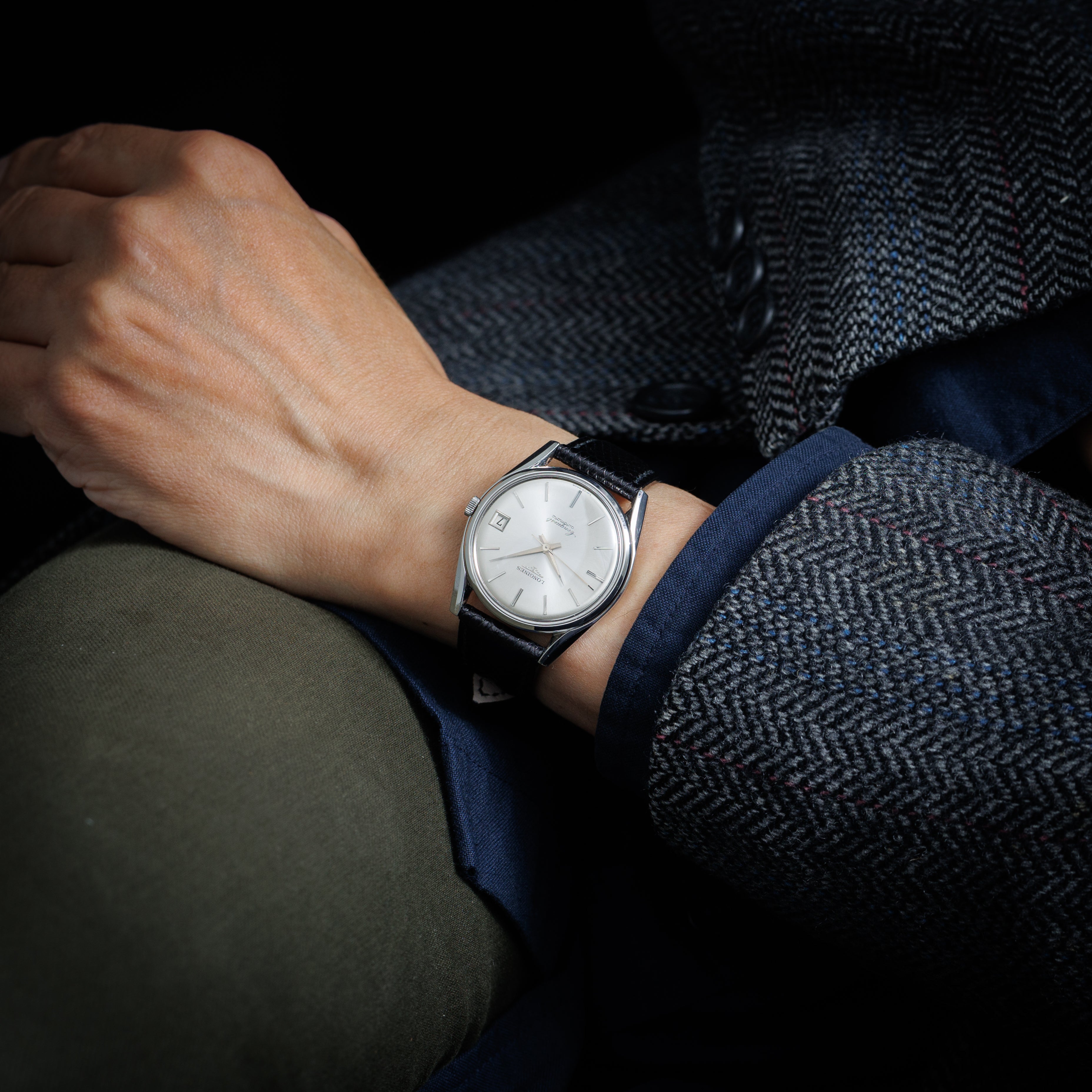 ロンジン コンクエスト1967年製 Ref.7171-5 ステンレスモデル 純正革ベルト、純正尾錠付き