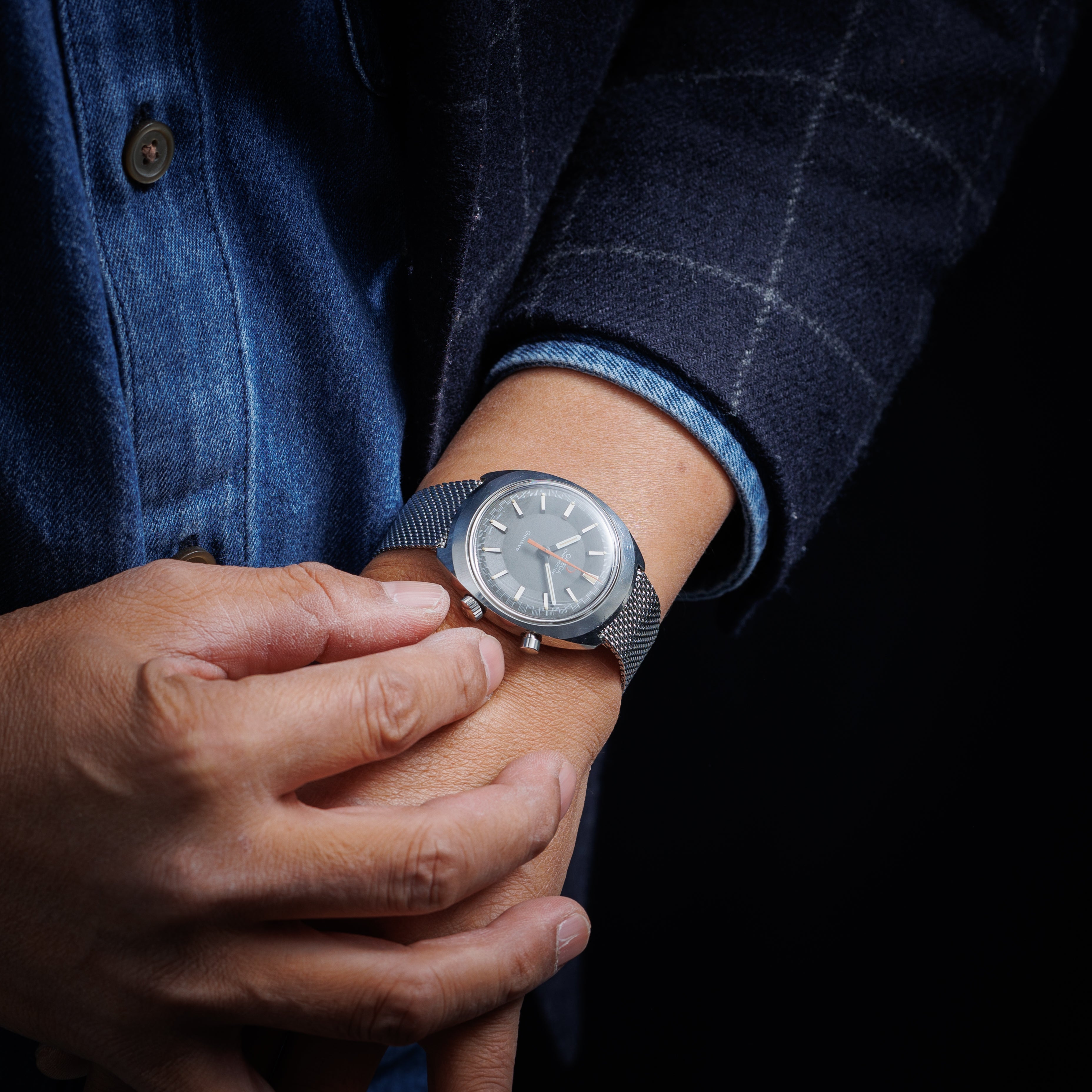 オメガ クロノストップ 1968年製 Ref.145.009 純正メッシュブレス