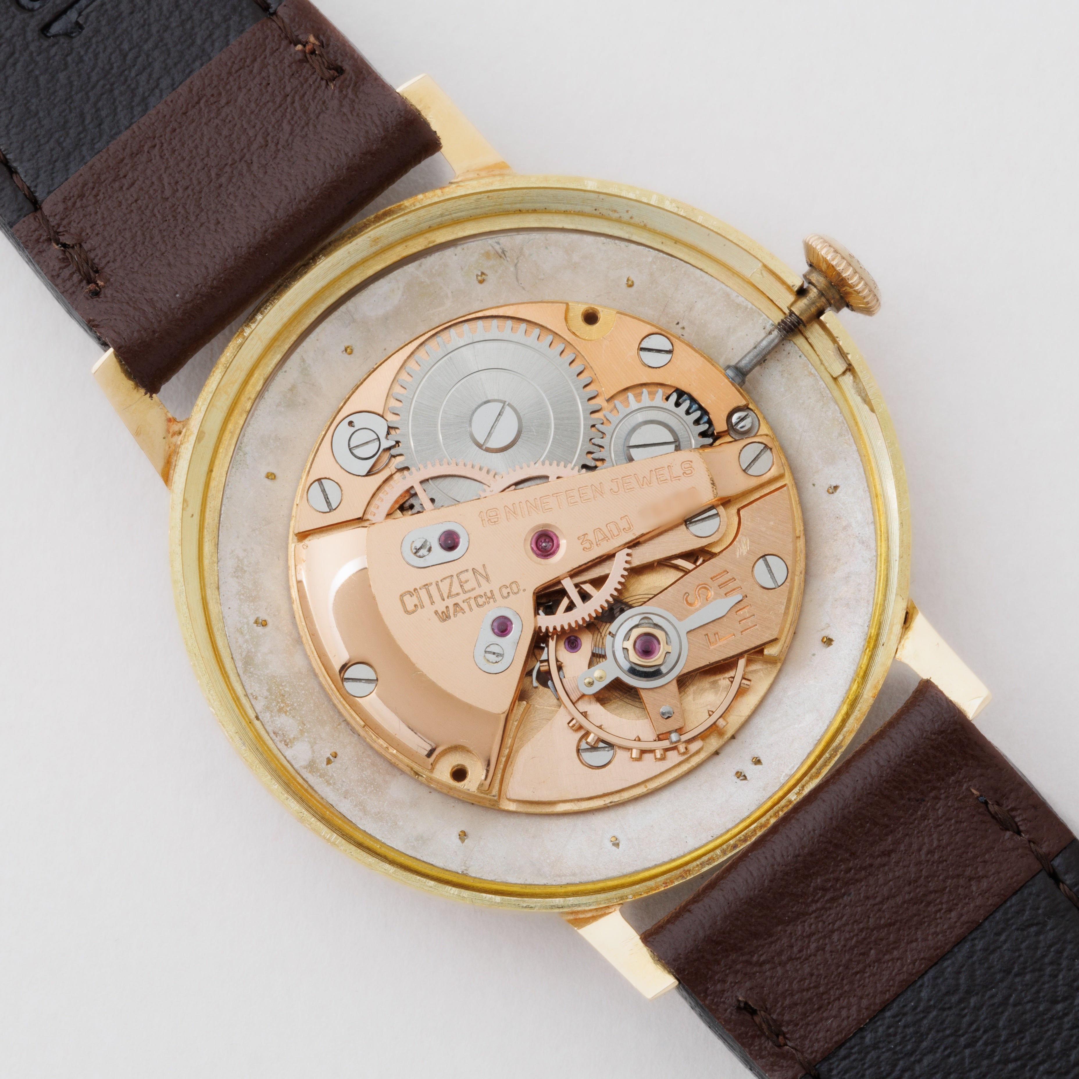 シチズン 18金無垢ケース パラショック 1957年製 スリースター 特別調整品 手巻き