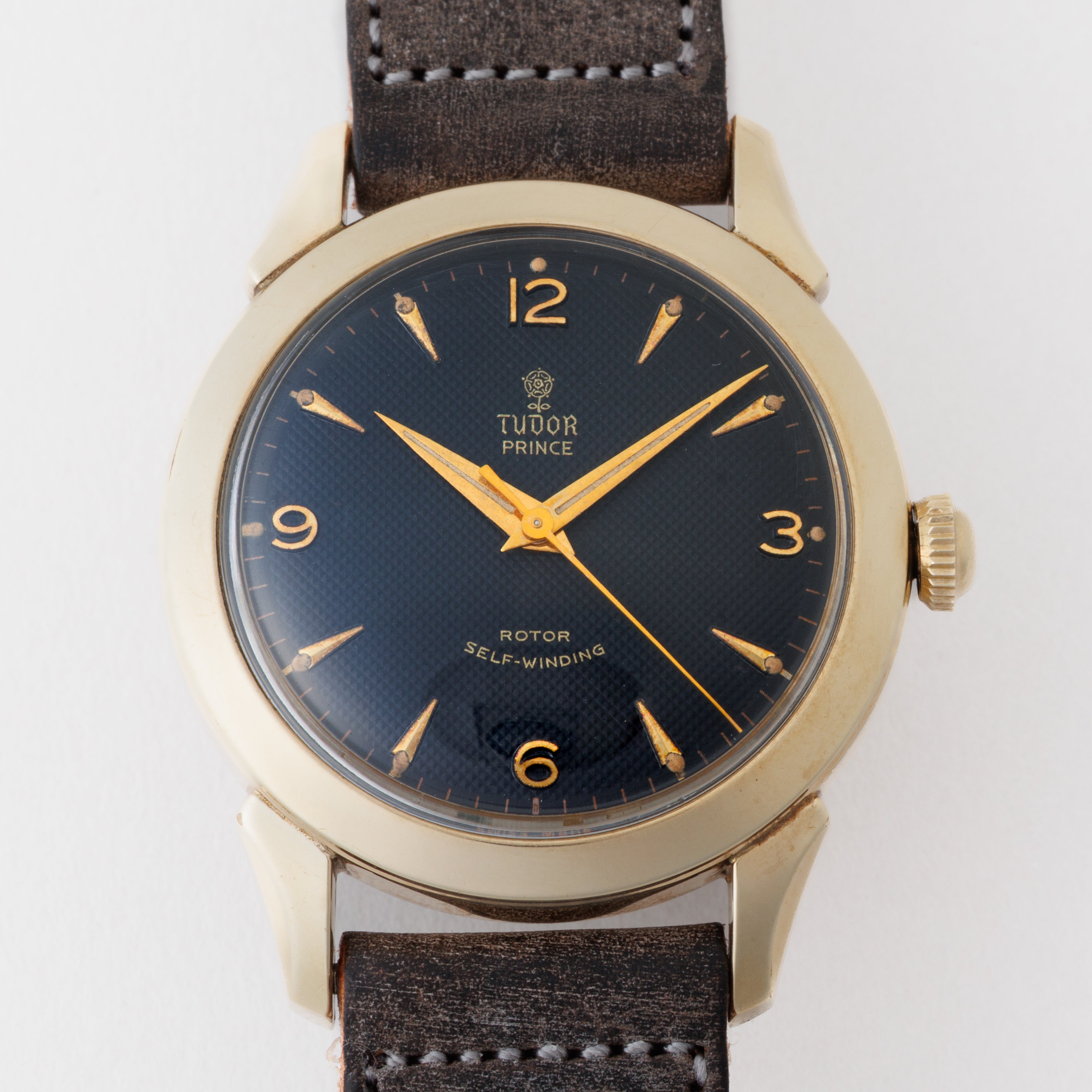 チューダー 小薔薇プリンス ブラックギョーシェダイヤル 1950年代製 自動巻 Cal.390 バタフライローター 10KGF