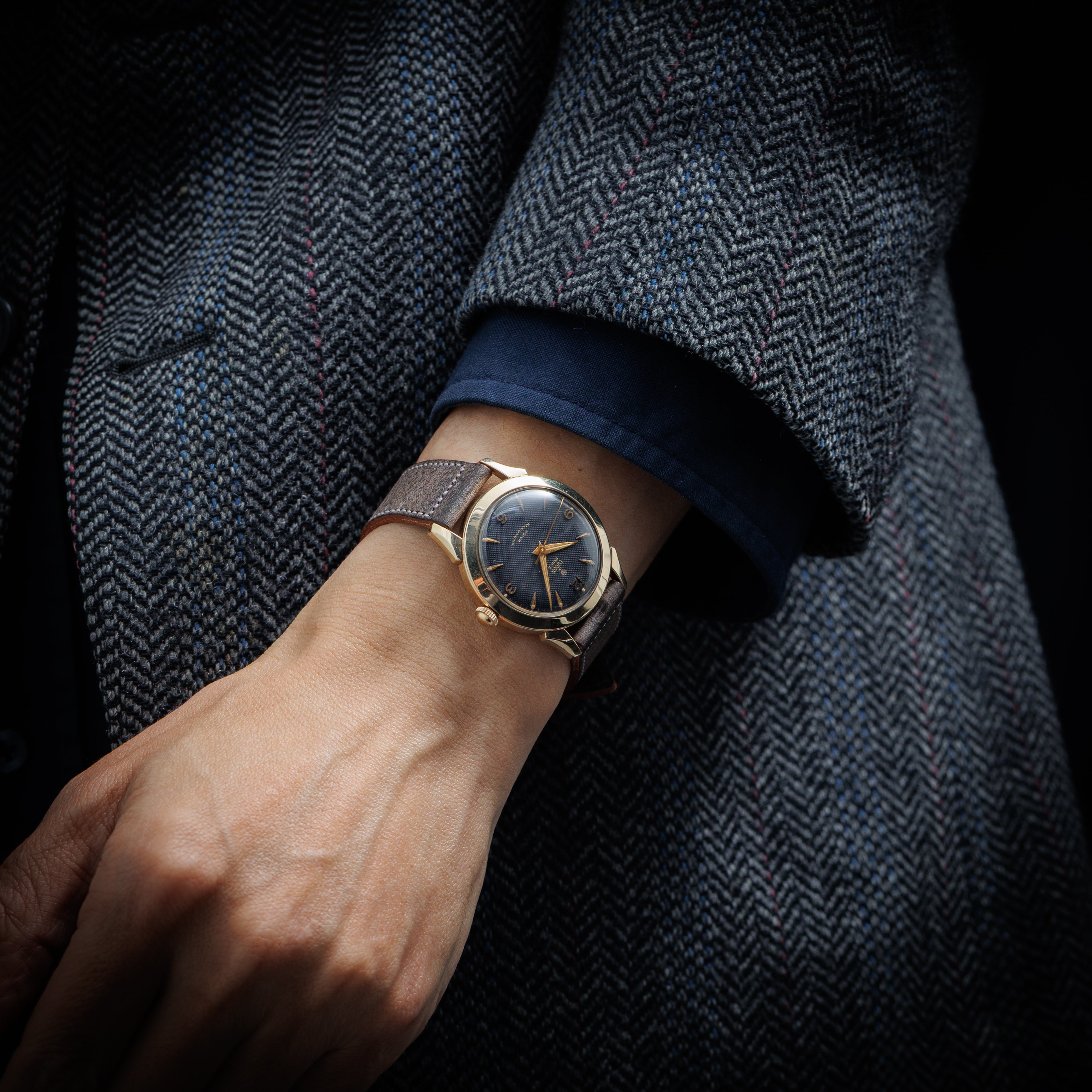 チューダー 小薔薇プリンス ブラックギョーシェダイヤル 1950年代製 自動巻 Cal.390 バタフライローター 10KGF