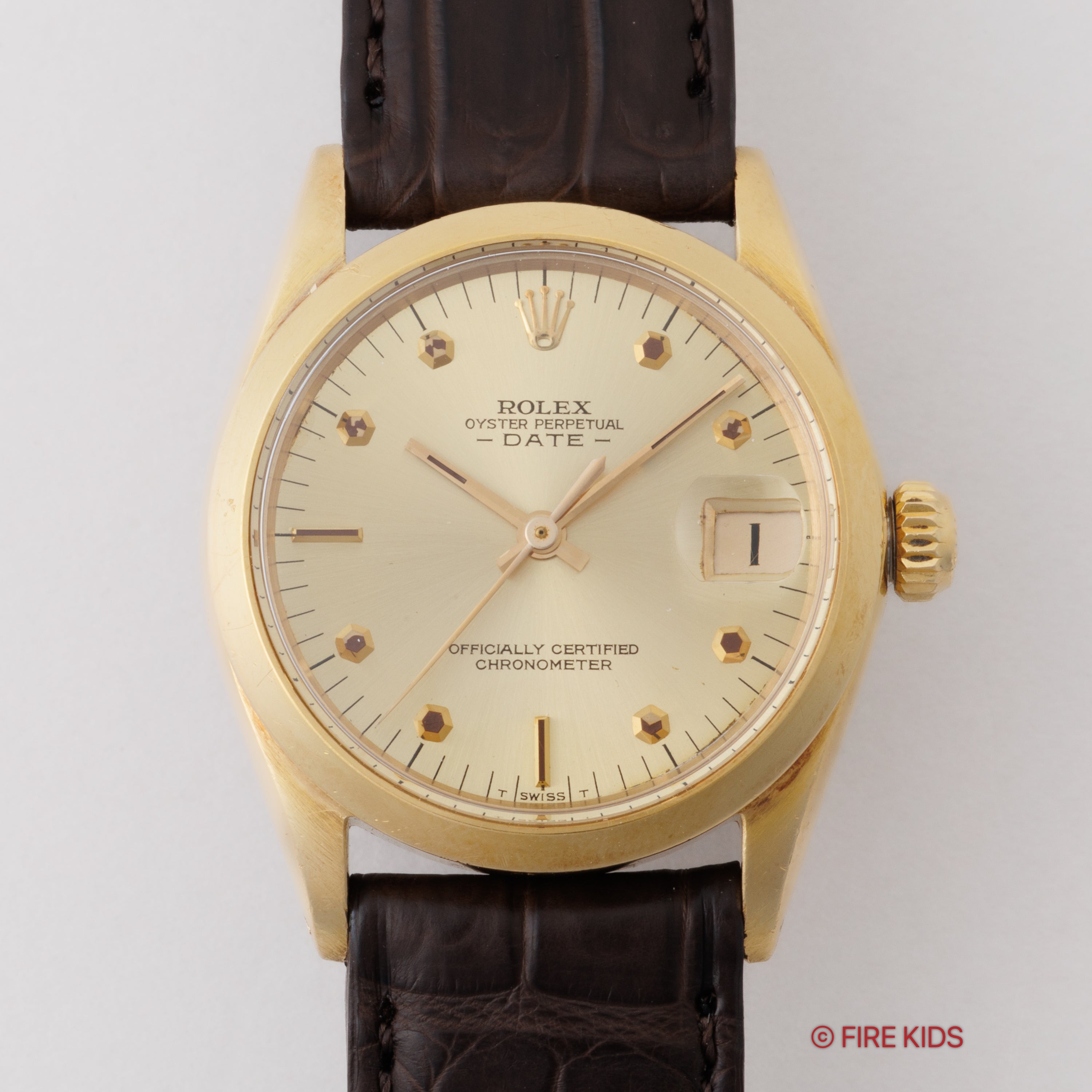 ロレックス オイスターパーペチュアルデイト 18金無垢イエローゴールド 1964年製 Ref.6624