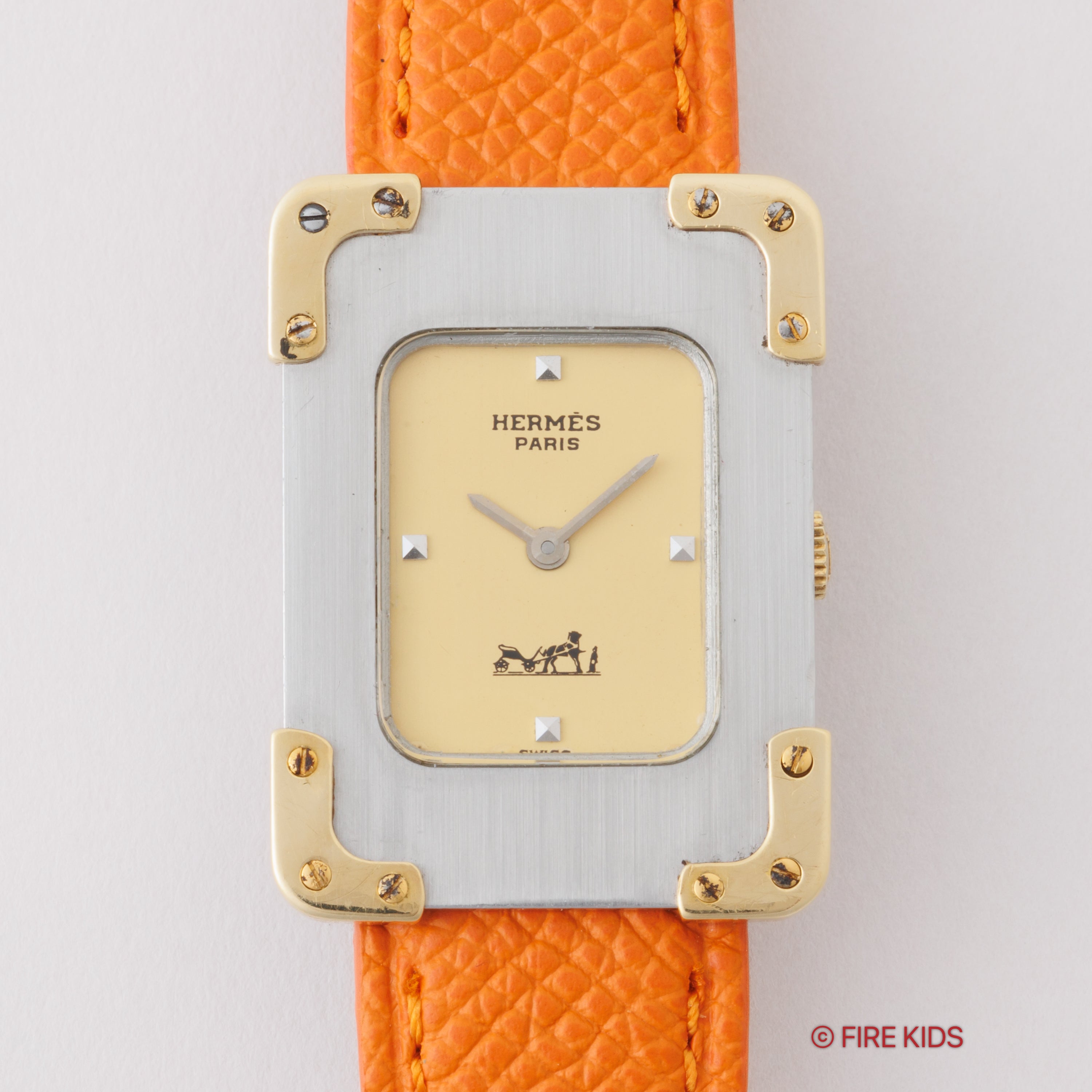 エルメス クロアジュール レクタンギュラー アイボリーダイアル 手巻き 1980年代製