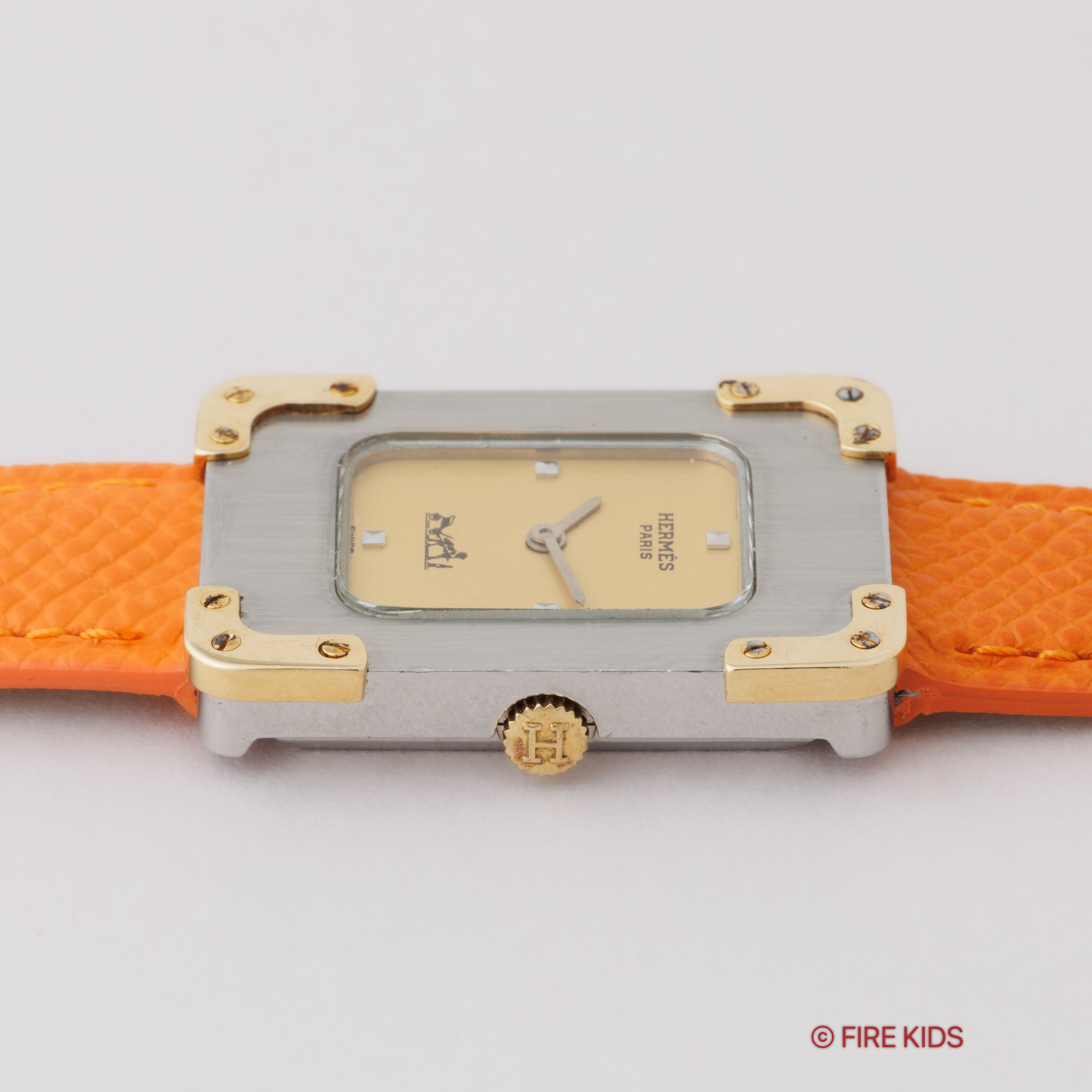 エルメス クロアジュール レクタンギュラー アイボリーダイアル 手巻き 1980年代製