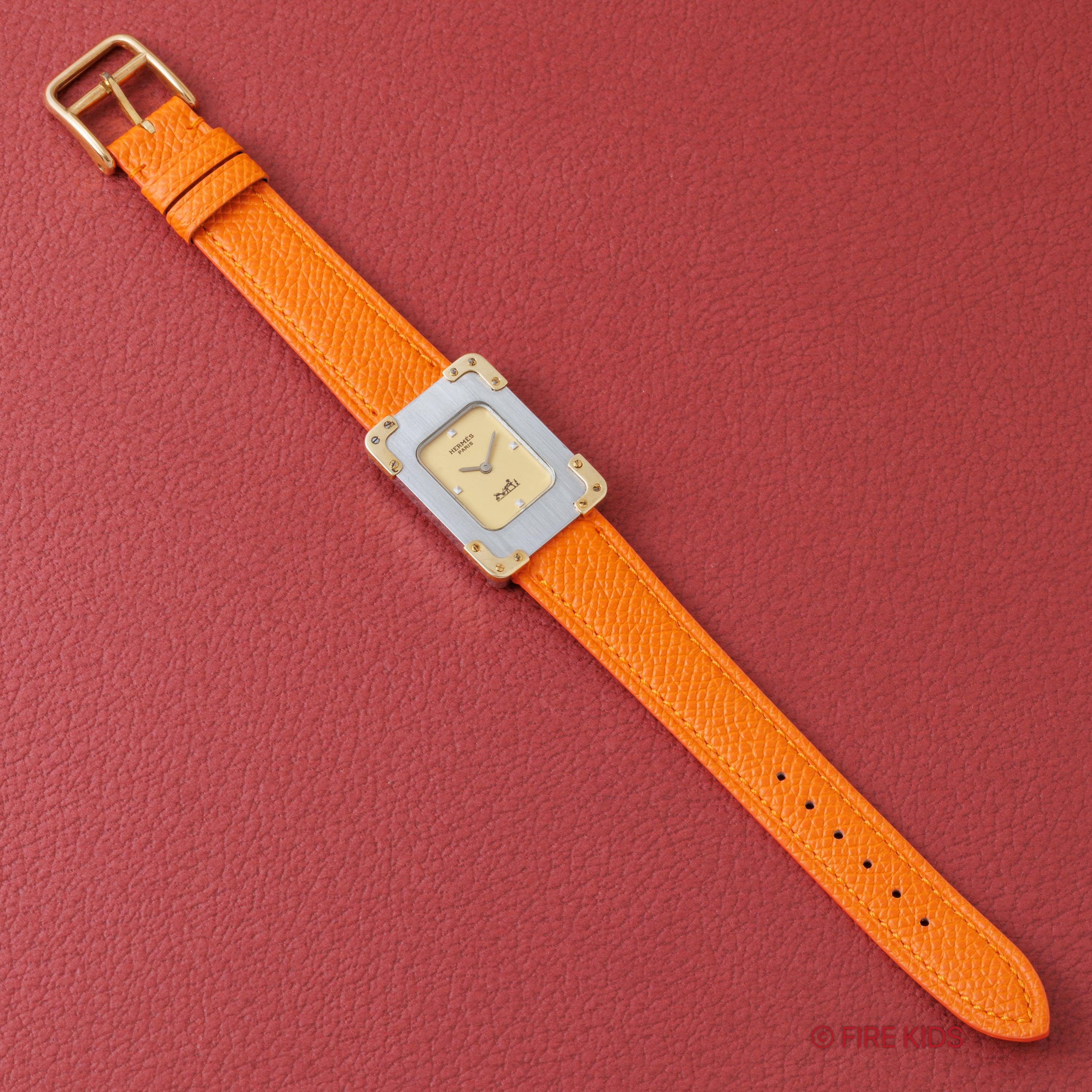 エルメス クロアジュール レクタンギュラー アイボリーダイアル 手巻き 1980年代製