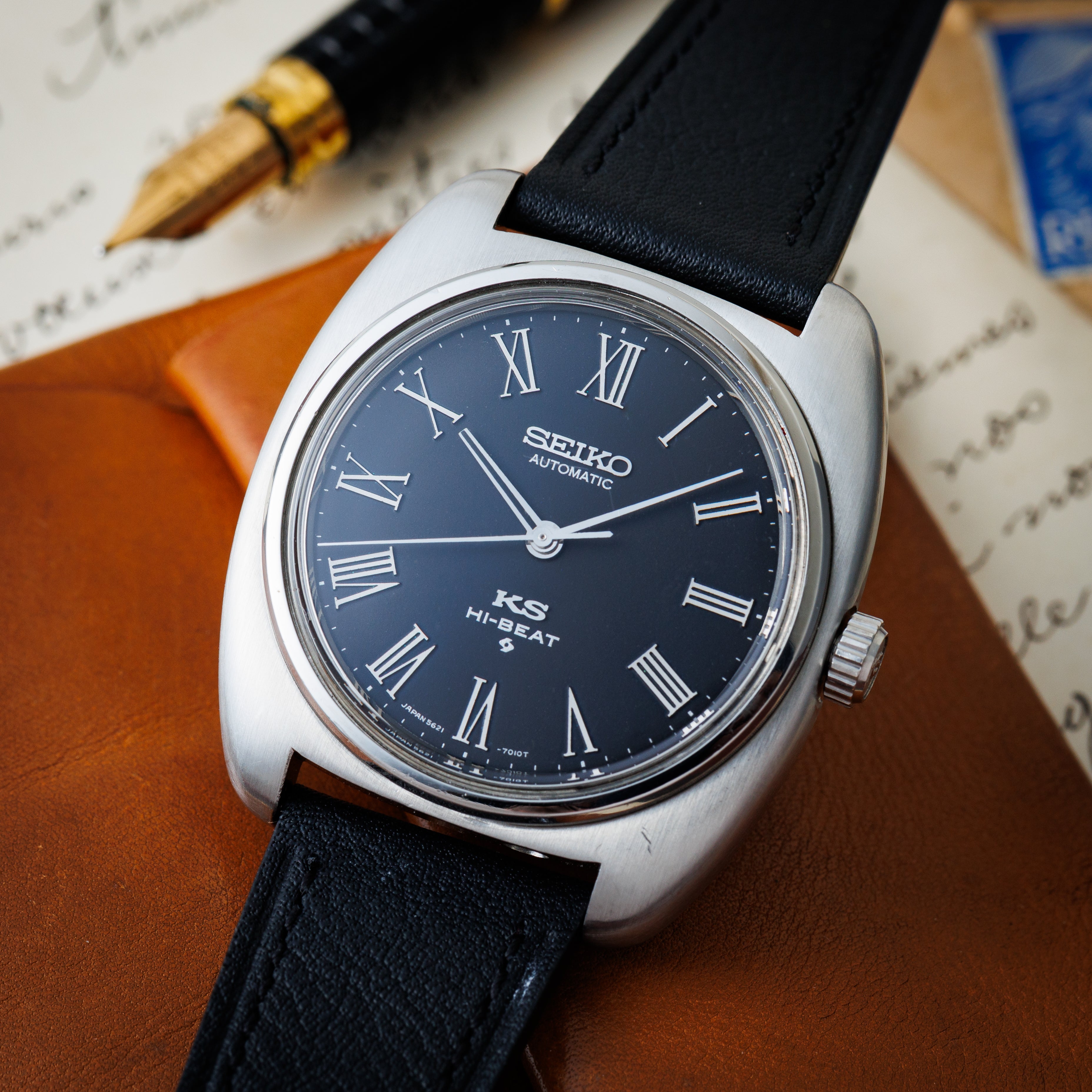 セイコー キングセイコー 56KS 1972年製 自動巻き クッションケース ブラックローマンインデックス Ref.5621-7000