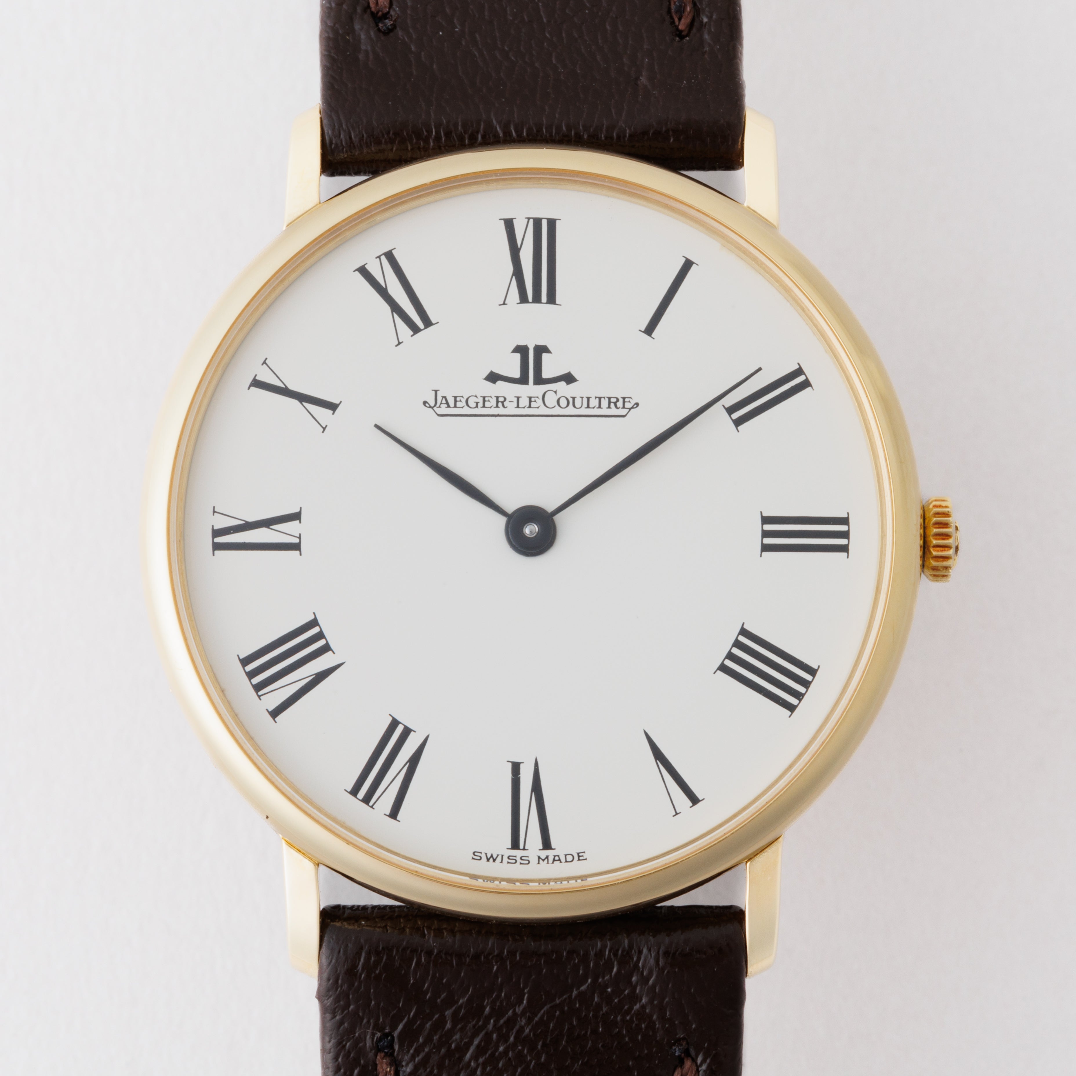 ジャガー・ルクルト ラウンド ホワイトローマンダイヤル 1960年代 18金無垢 手巻き Ref.9124-21 Cal.818/3 純正尾錠付き