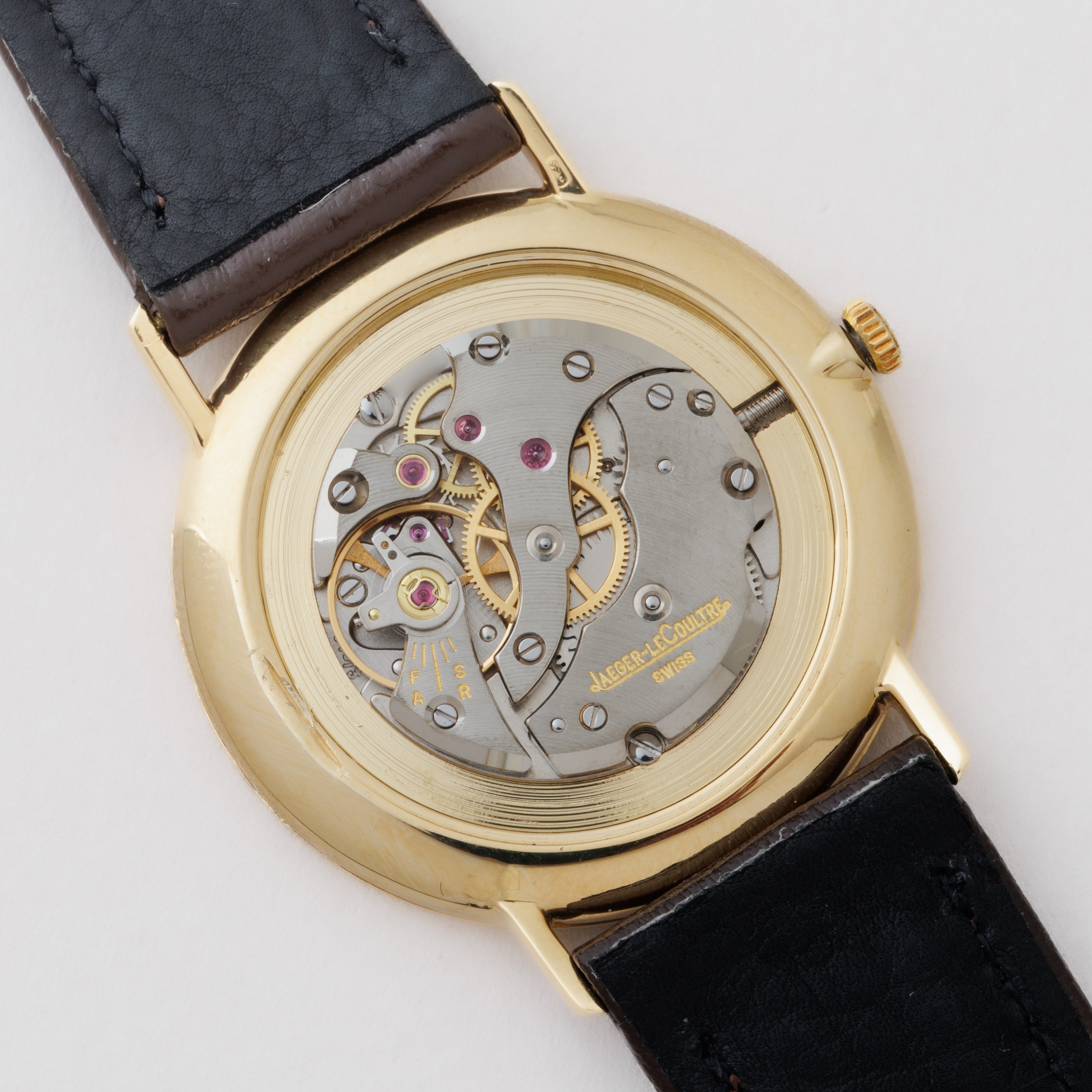 ジャガー・ルクルト ラウンド ホワイトローマンダイヤル 1960年代 18金無垢 手巻き Ref.9124-21 Cal.818/3 純正尾錠付き