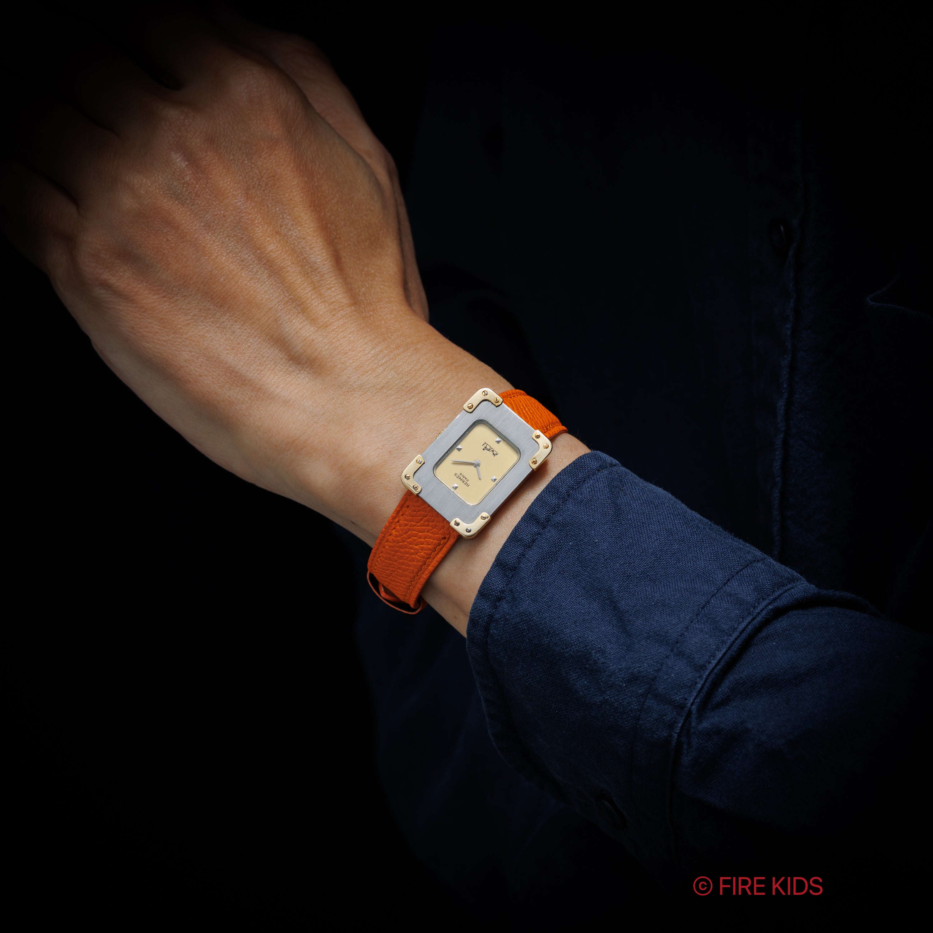 エルメス クロアジュール レクタンギュラー アイボリーダイアル 手巻き 1980年代製