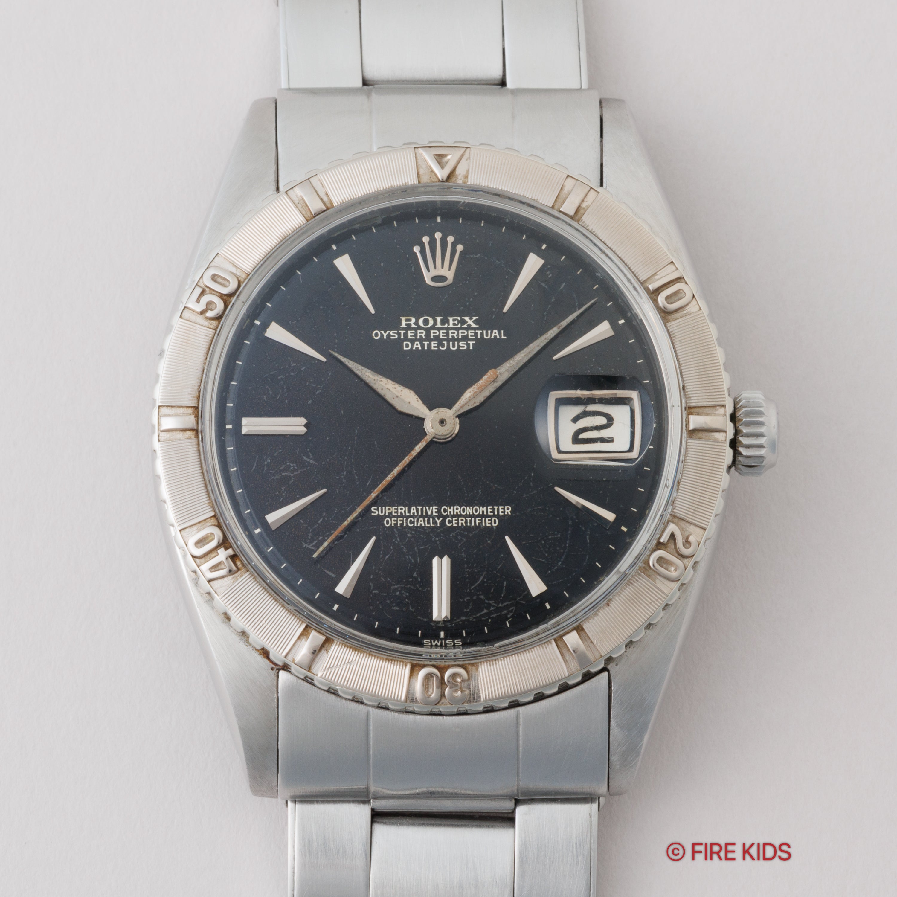 ロレックス サンダーバード 自動巻き 1961年製 ブラックギルトダイヤル Ref.1625 夜光無し パイロットウォッチ