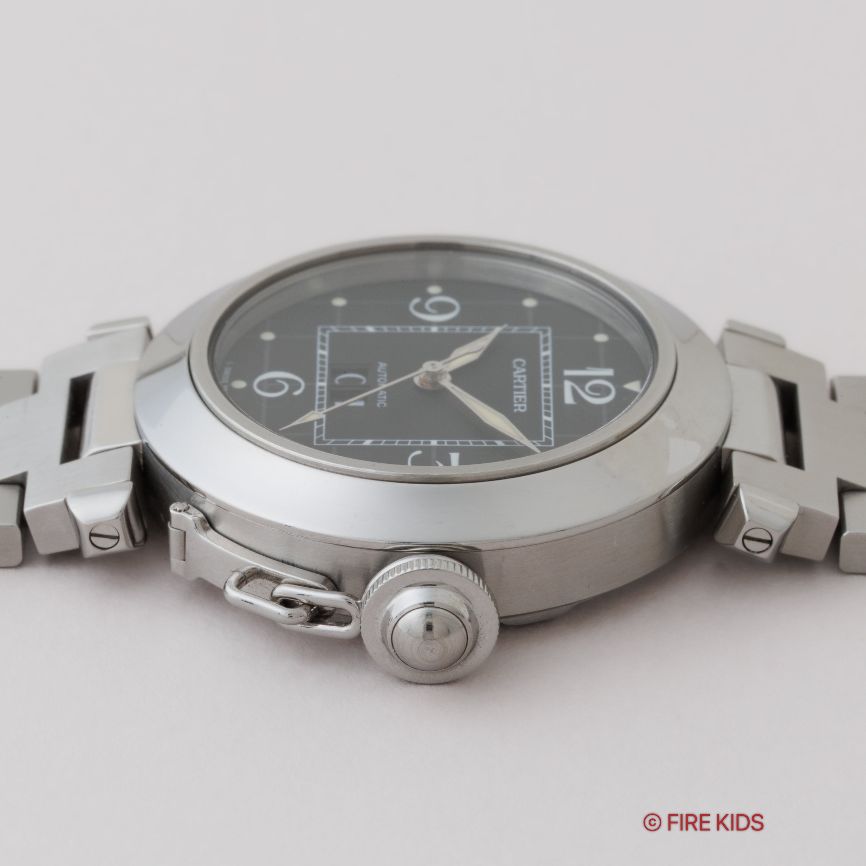 カルティエ パシャC 自動巻き 2000年代製 Ref.2475 ビックデイト ブラックダイヤル 2004年ギャラ付き