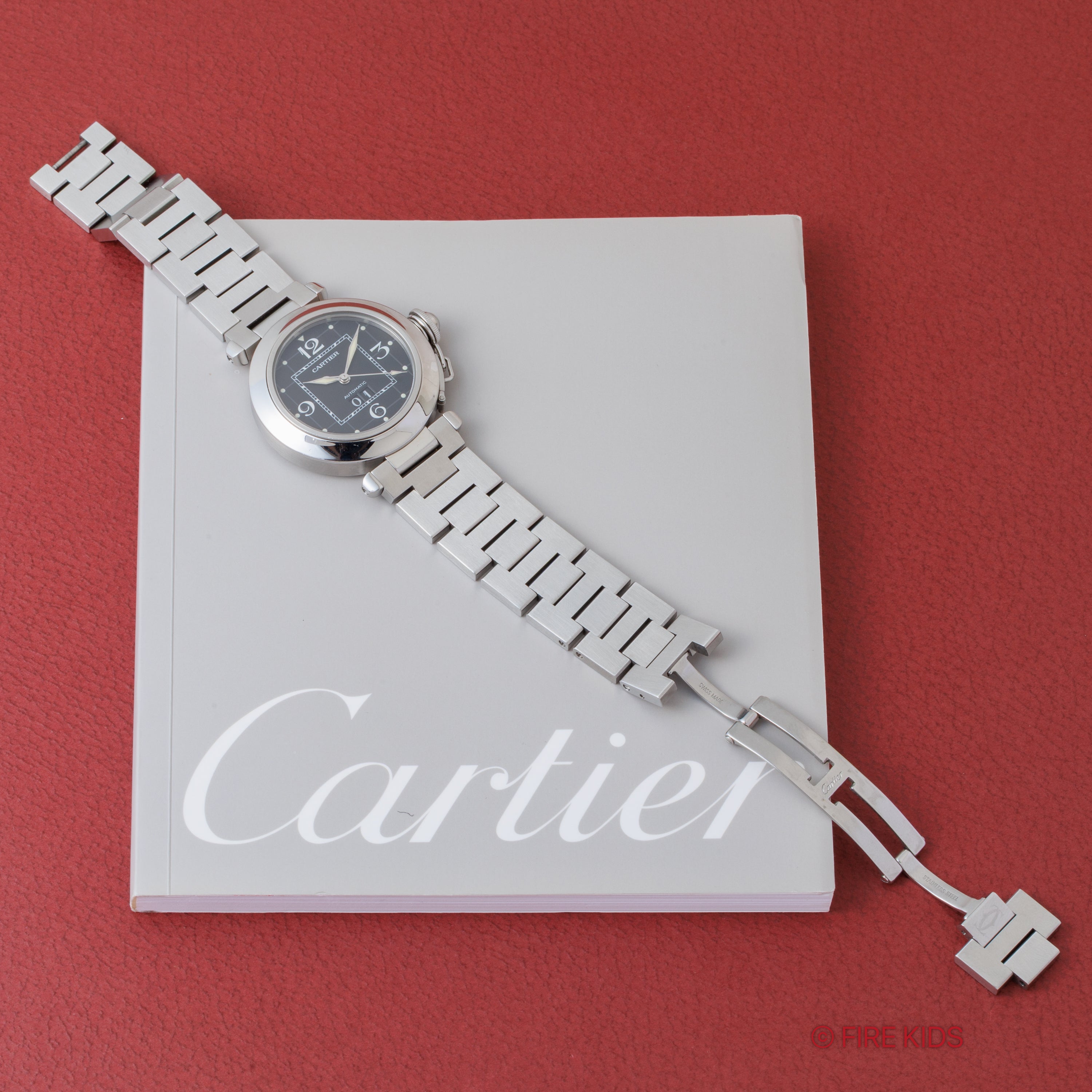 カルティエ パシャC 自動巻き 2000年代製 Ref.2475 ビックデイト ブラックダイヤル 2004年ギャラ付き