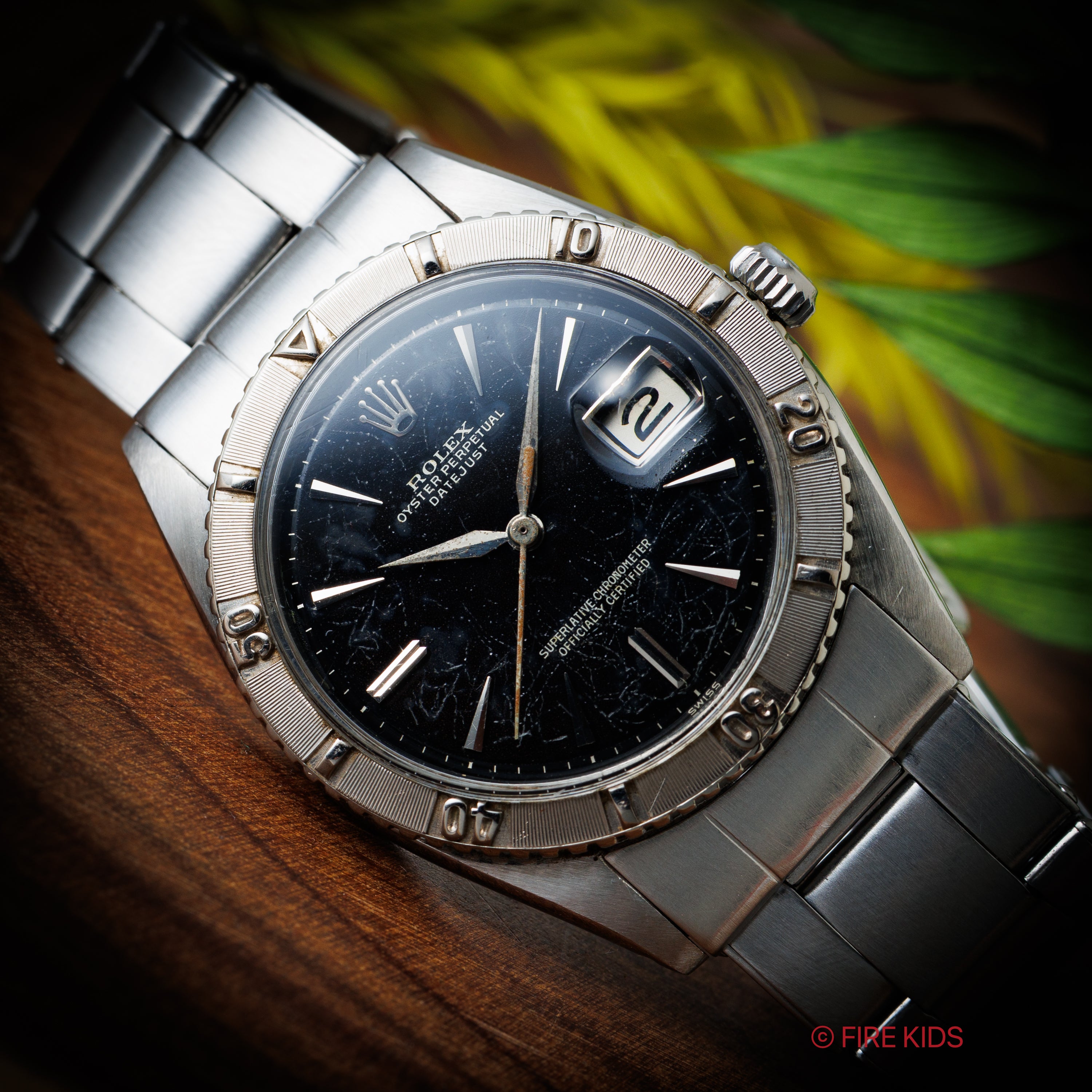 ロレックス サンダーバード 自動巻き 1961年製 ブラックギルトダイヤル Ref.1625 夜光無し パイロットウォッチ