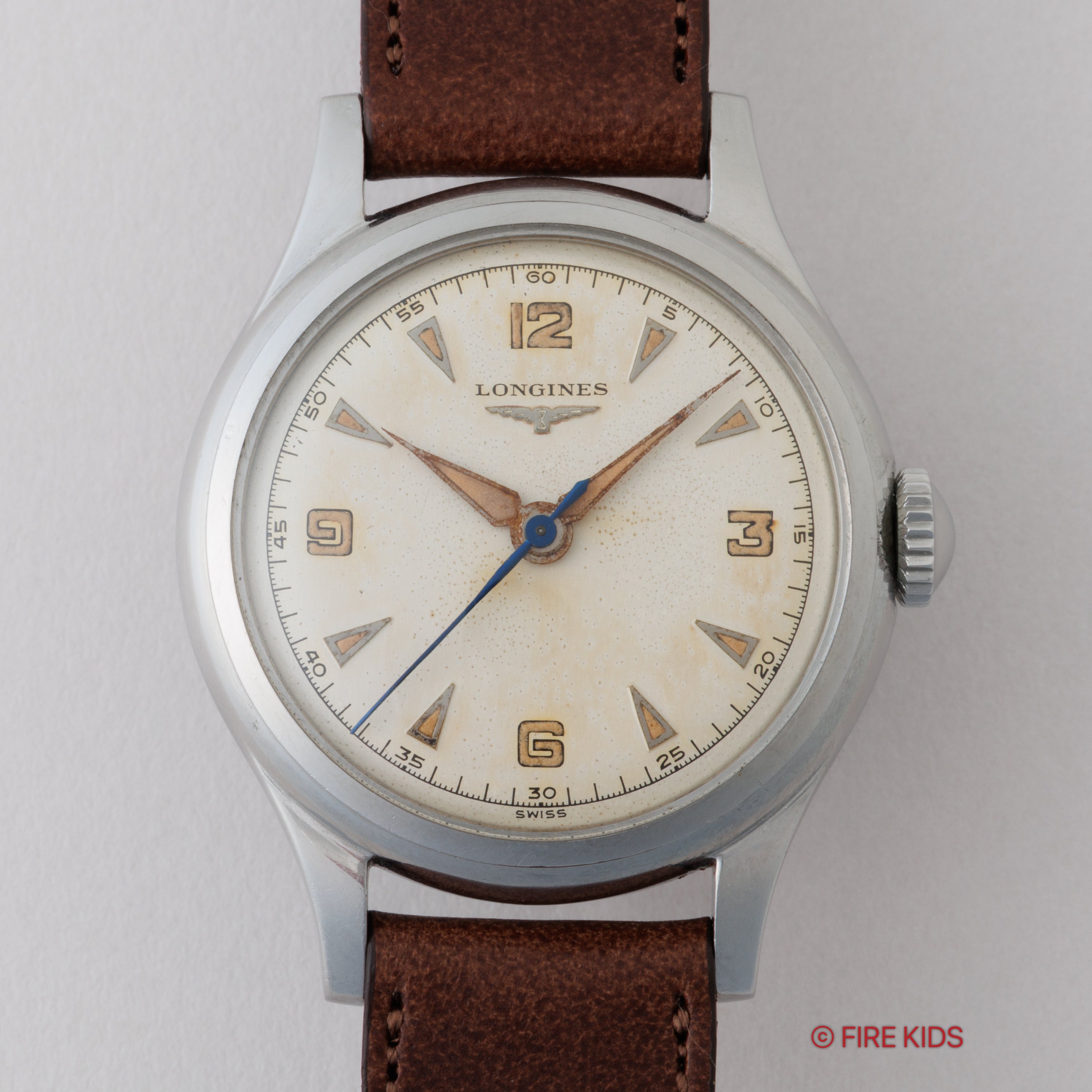 ロンジン セイタケ 手巻き 飛びアラビアダイヤル 1950年代製 34mmケース Cal.12.68N