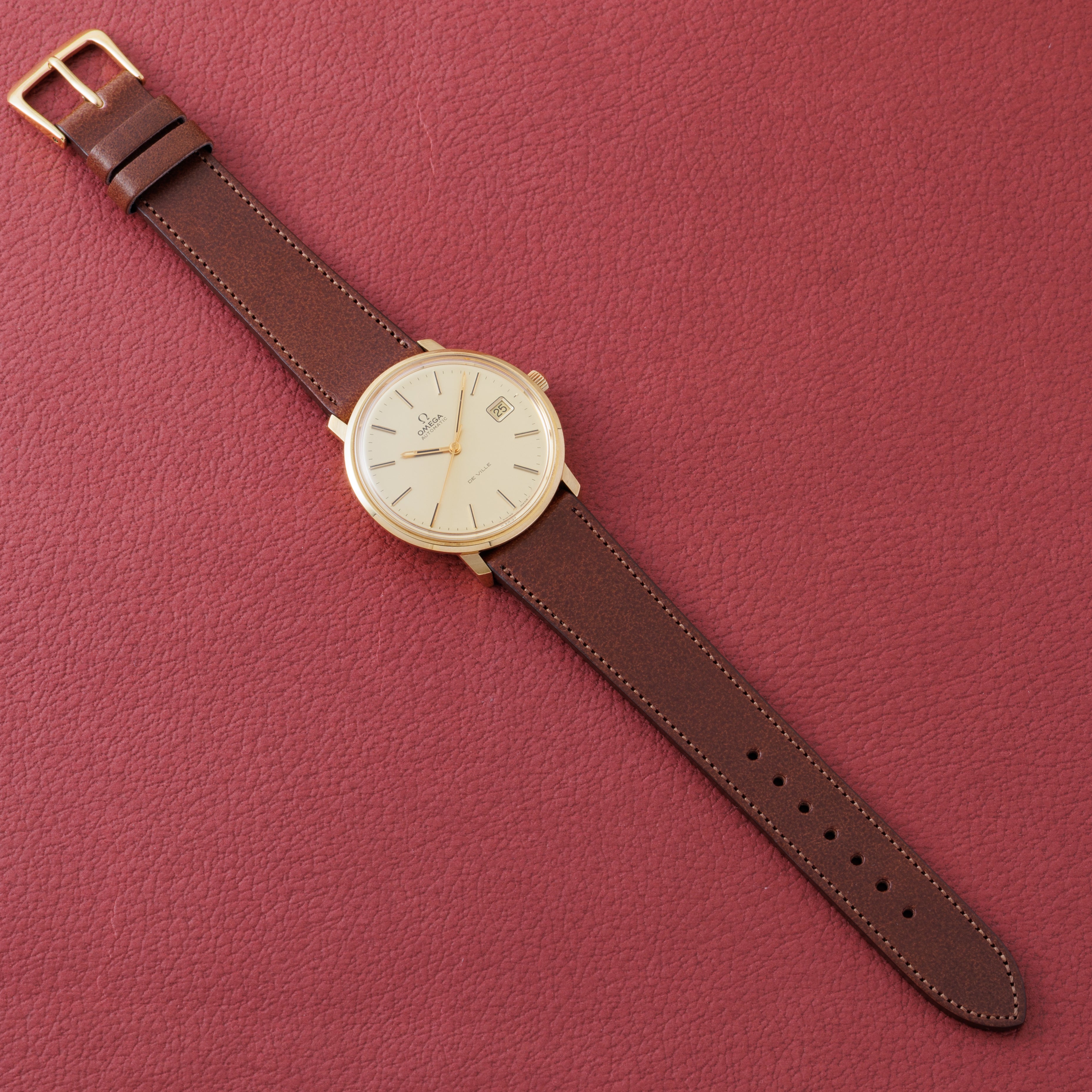 オメガ デ・ヴィル 金張りラウンドケース 1970年代製 未使用美品 ハイビート自動巻き