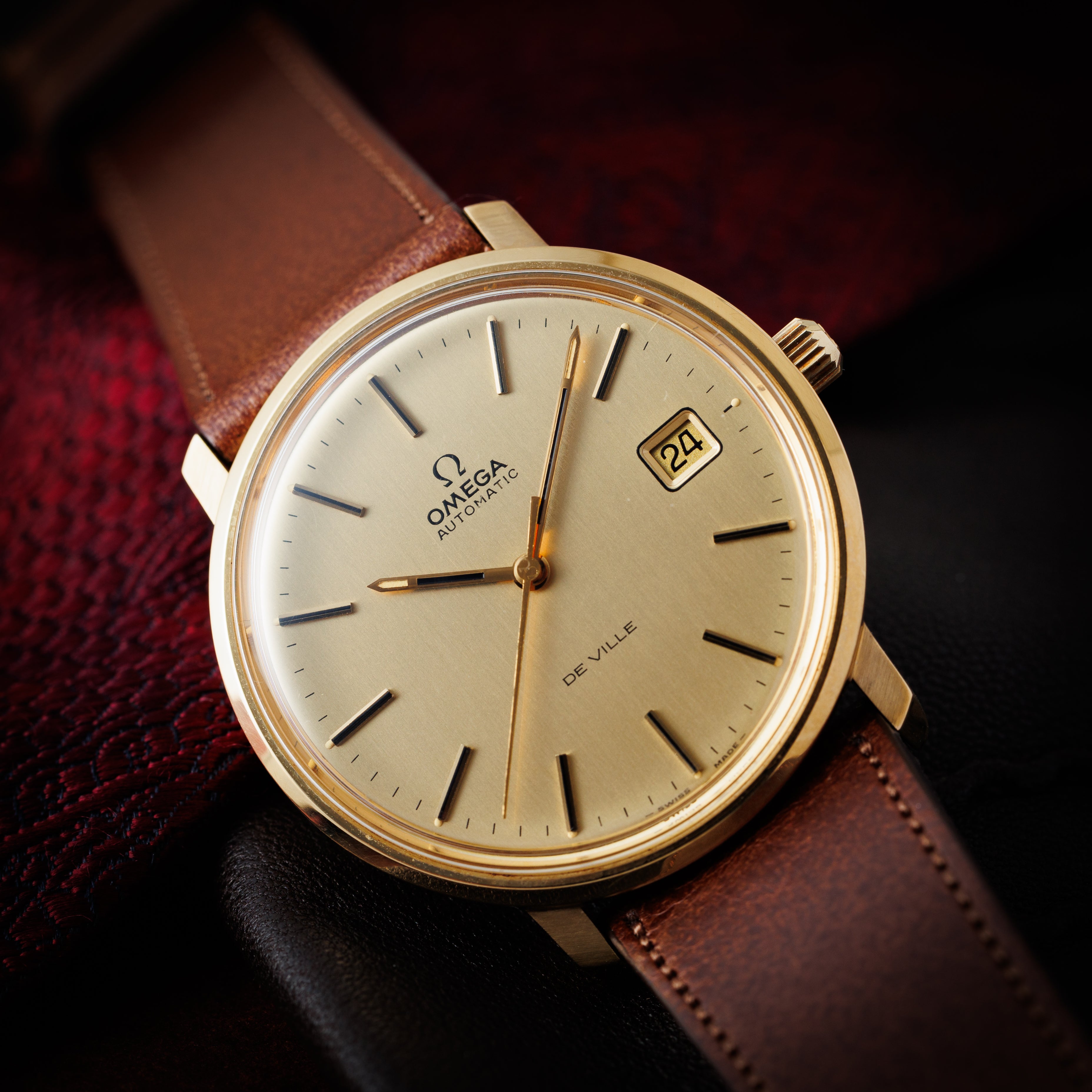 オメガ デ・ヴィル 金張りラウンドケース 1970年代製 未使用美品 ハイビート自動巻き