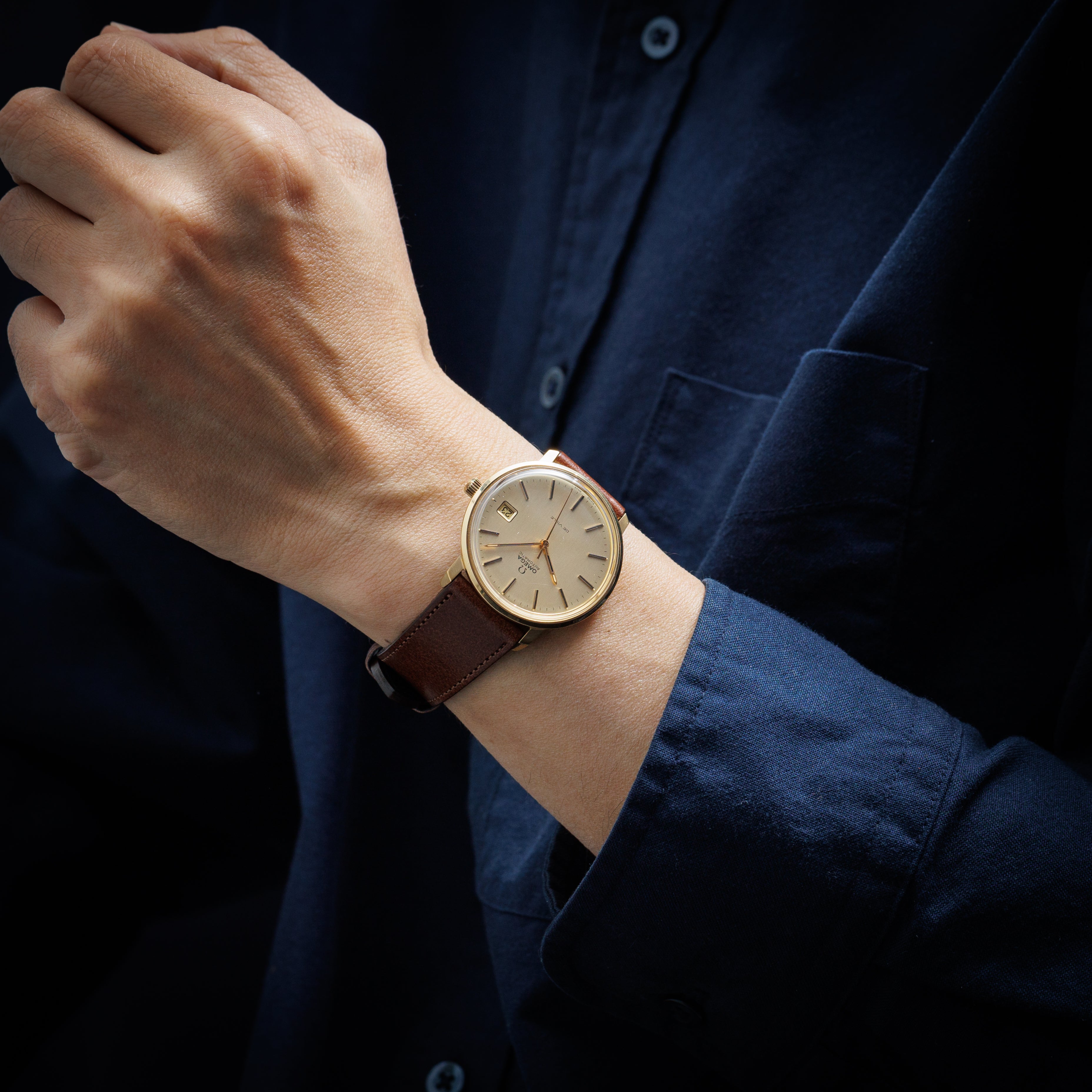 オメガ デ・ヴィル 金張りラウンドケース 1970年代製 未使用美品 ハイビート自動巻き