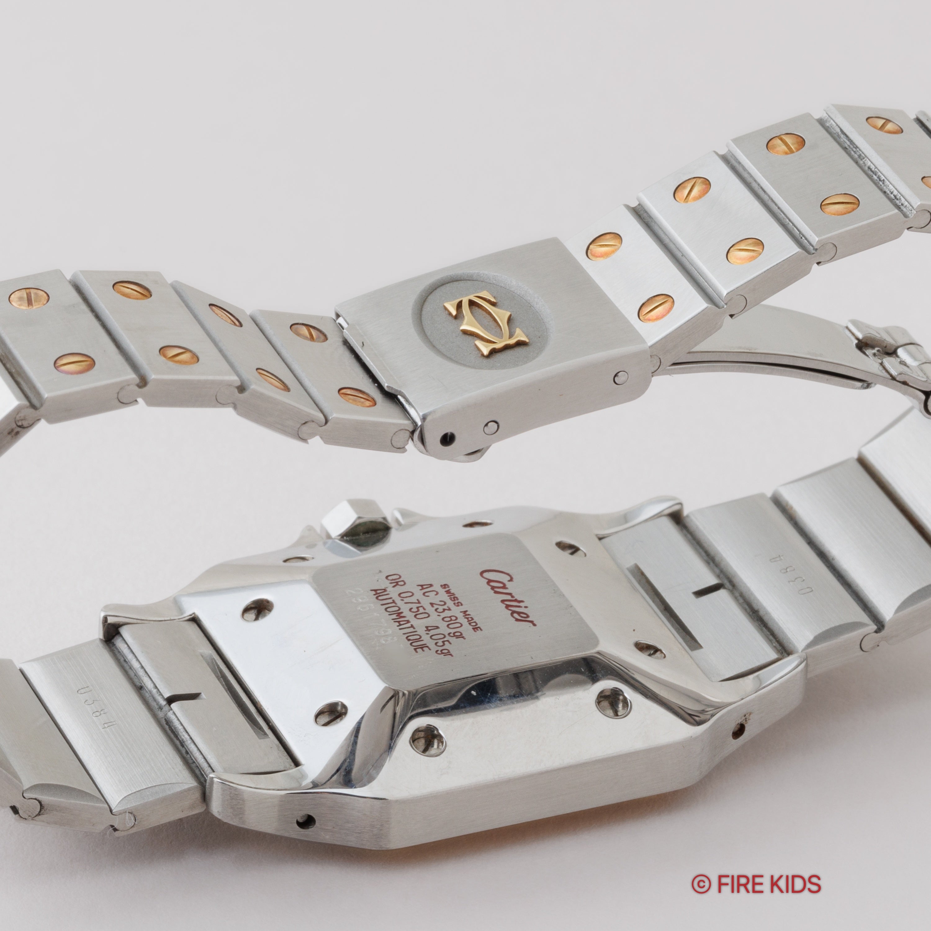 カルティエ サントス LMサイズ コンビ 自動巻き 1980年代製 ホワイトローマン 箱、ギャラ付