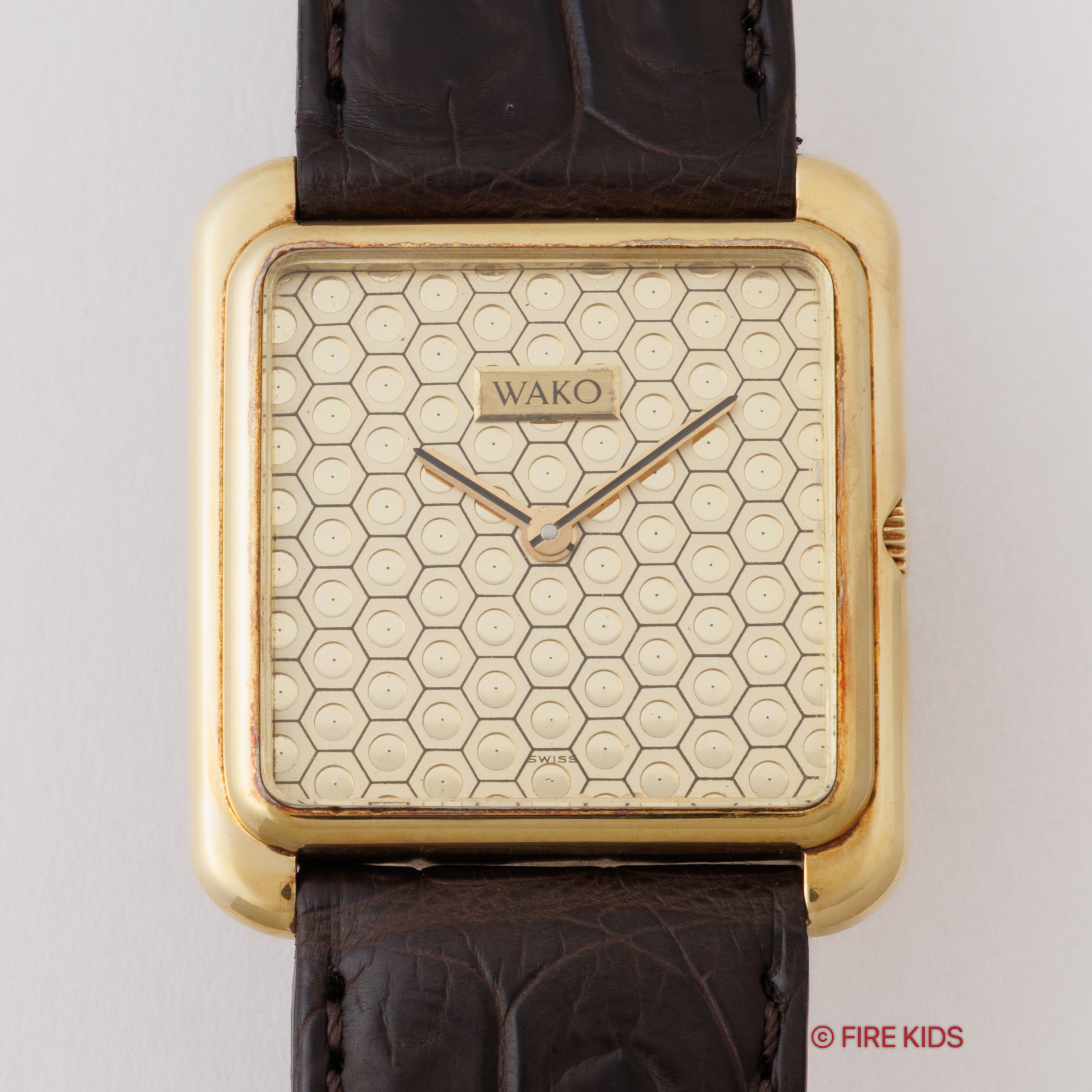 和光 18金無垢レクタンギュラーケース 1980年代製 手巻 スイスEBEL社製ムーブメント エンボスダイヤル