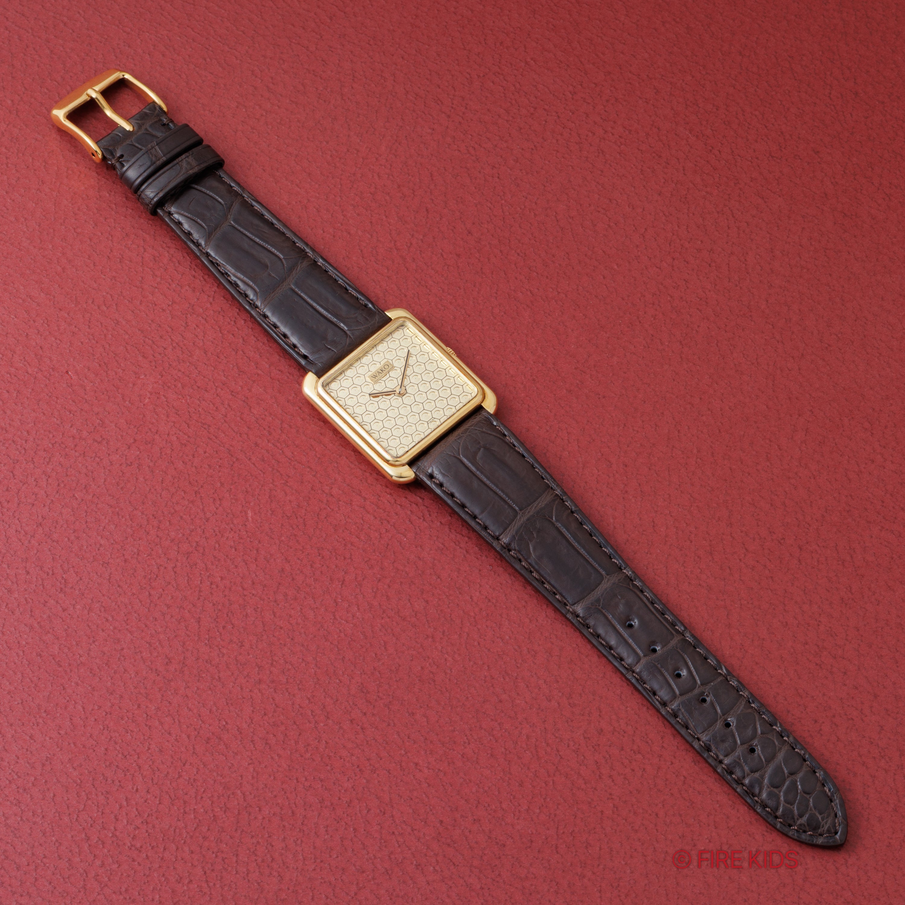 和光 18金無垢レクタンギュラーケース 1980年代製 手巻 スイスEBEL社製ムーブメント エンボスダイヤル