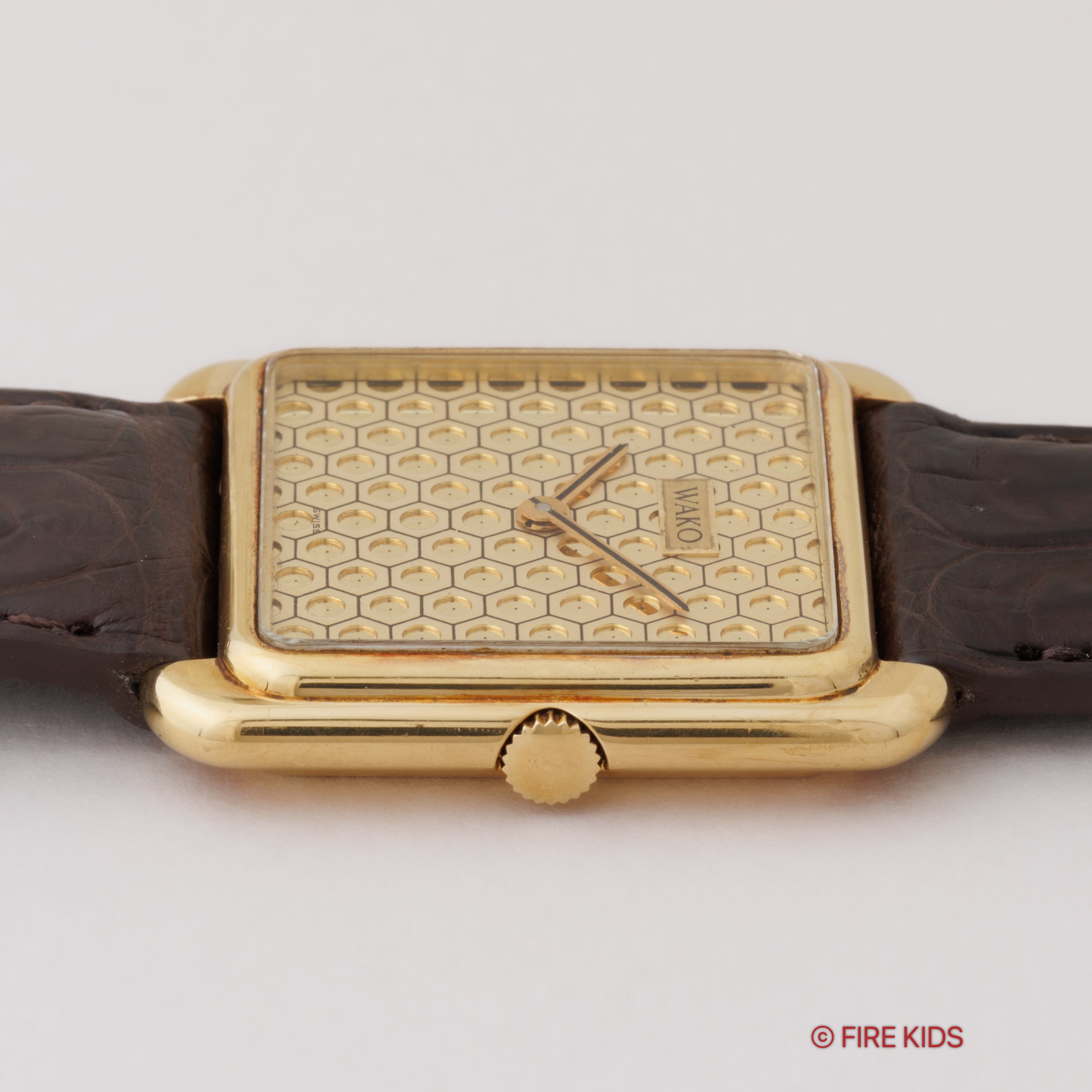 和光 18金無垢レクタンギュラーケース 1980年代製 手巻 スイスEBEL社製ムーブメント エンボスダイヤル