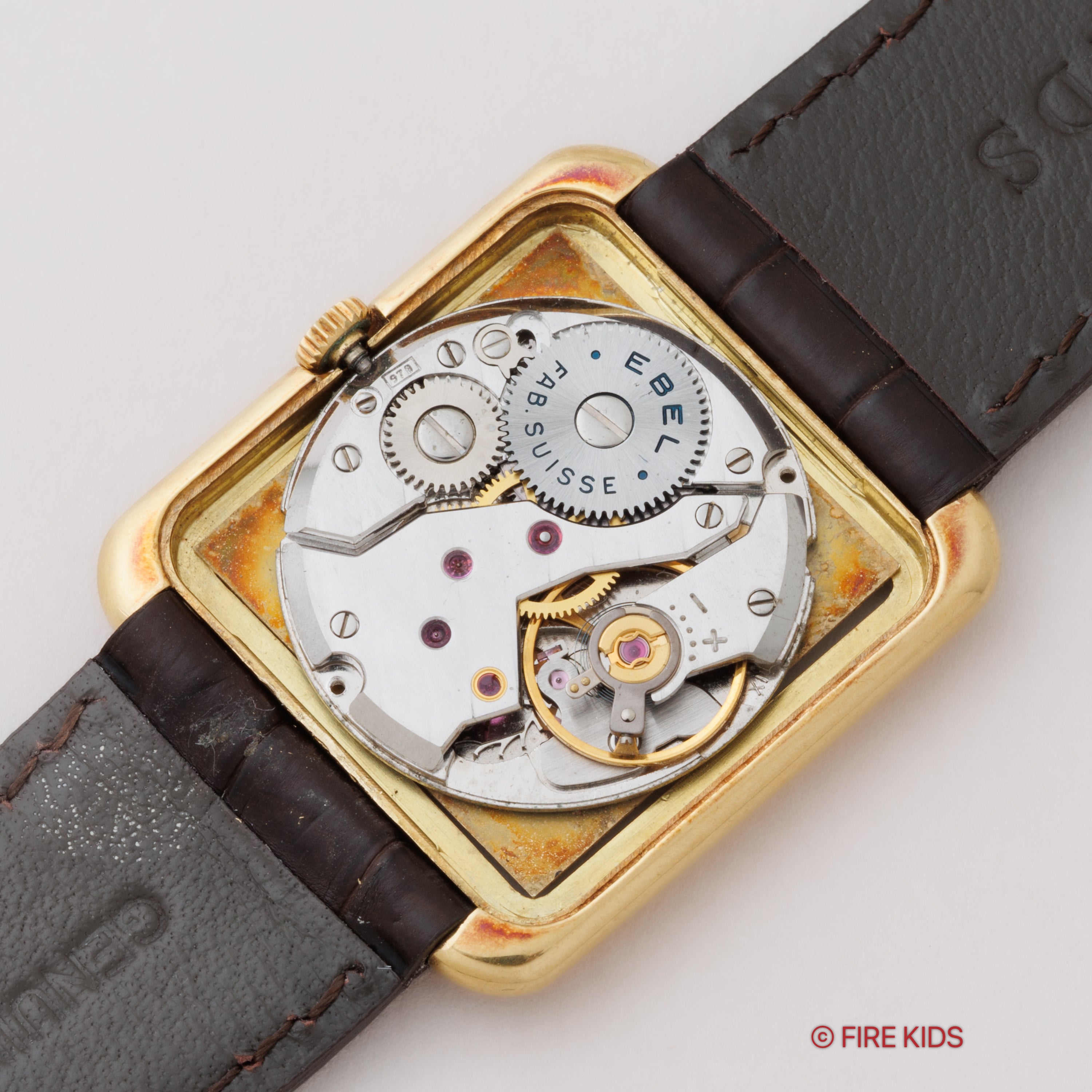 和光 18金無垢レクタンギュラーケース 1980年代製 手巻 スイスEBEL社製ムーブメント エンボスダイヤル