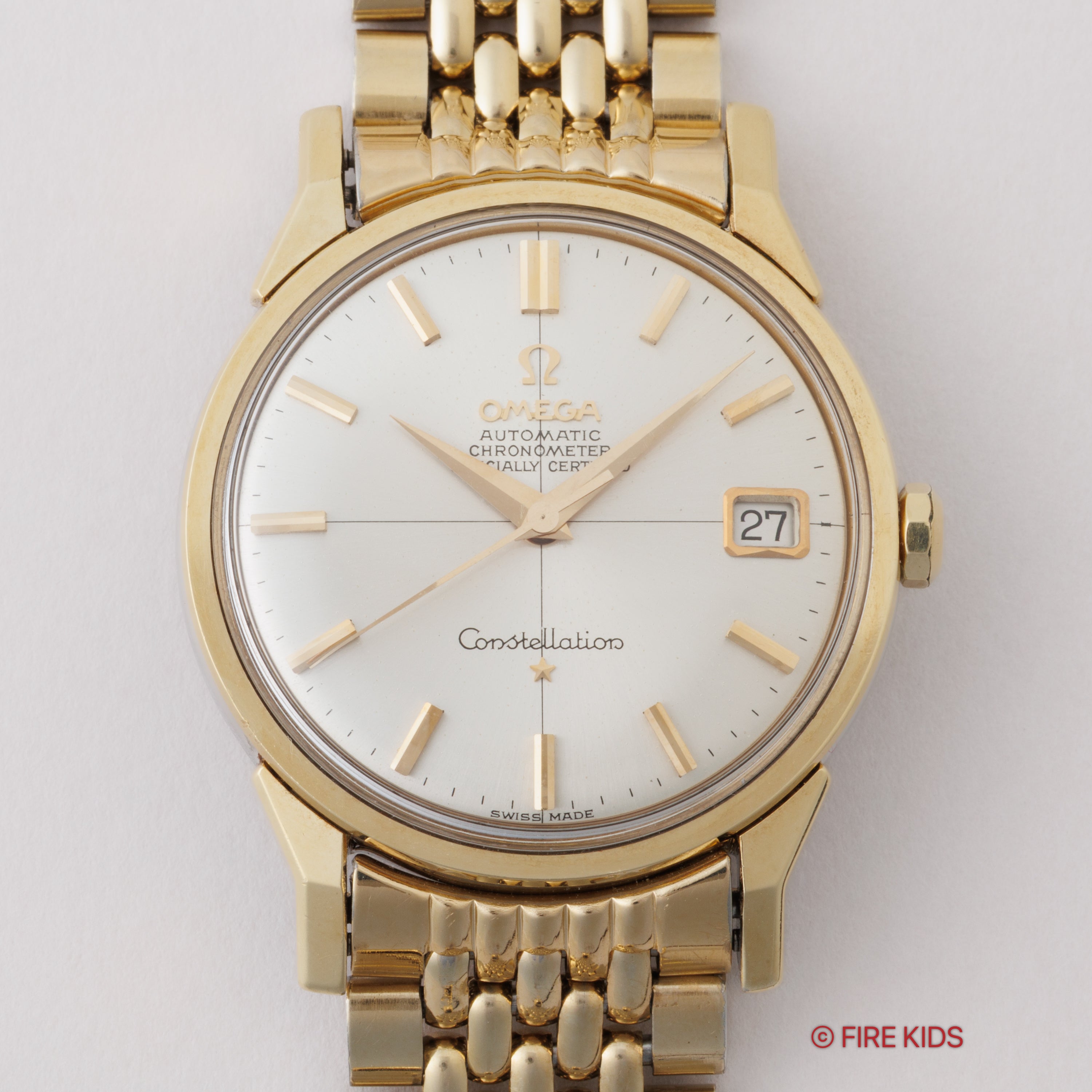 オメガ コンステレーション ラウンドケース トップゴールド 自動巻き 1966年製 Ref.168.005 純正ブレス付き