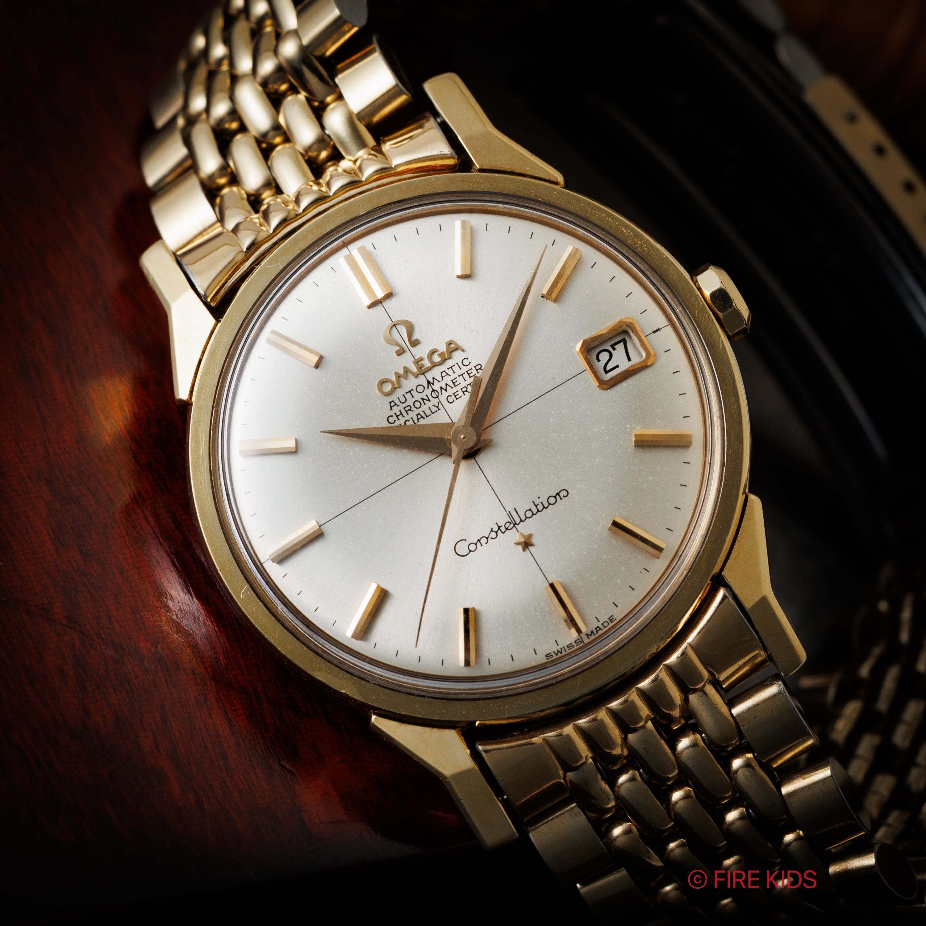 オメガ コンステレーション ラウンドケース トップゴールド 自動巻き 1966年製 Ref.168.005 純正ブレス付き