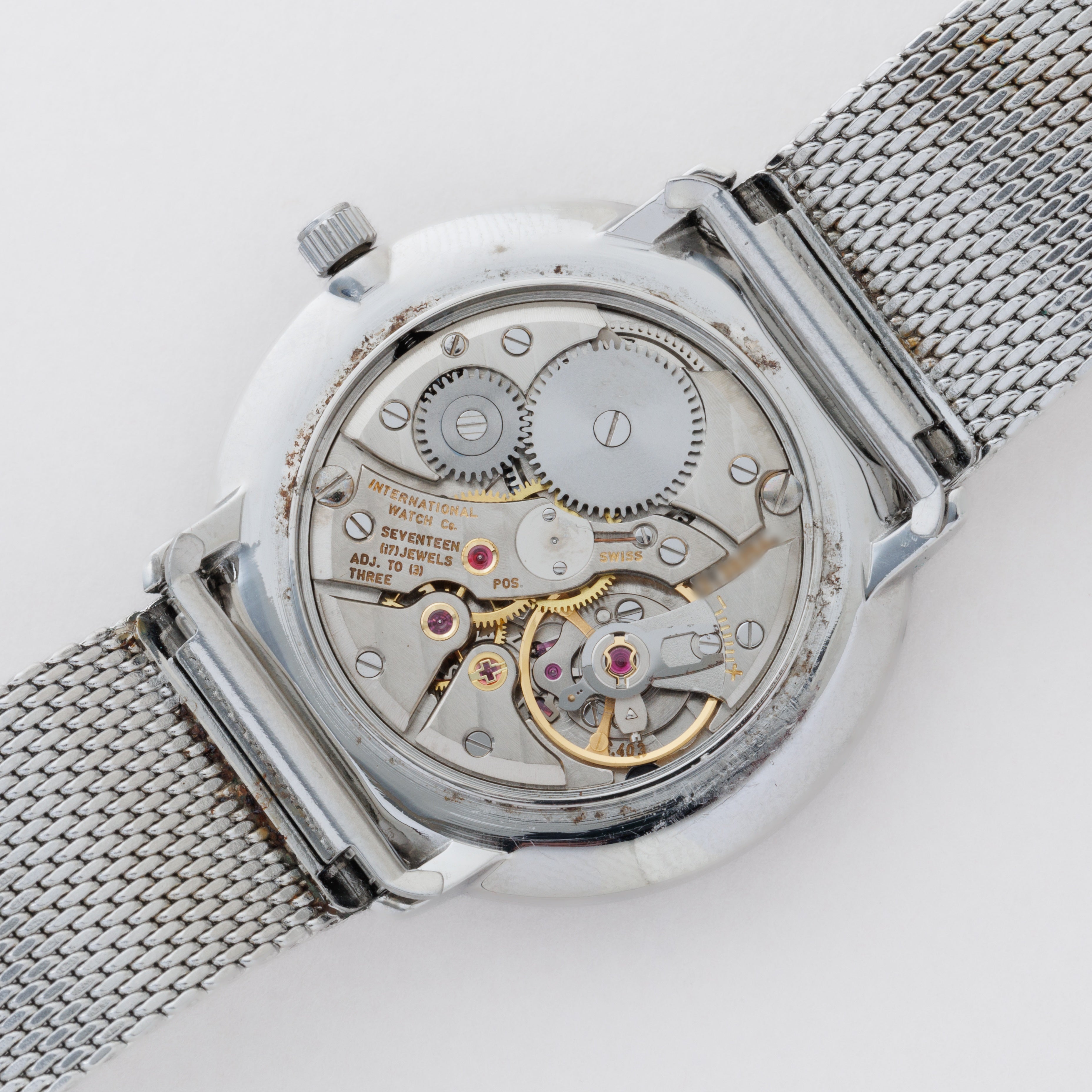 IWC ラウンドケース 1973年製 Ref.2401 手巻き Cal.403 ブルーダイヤル 純正ブレス